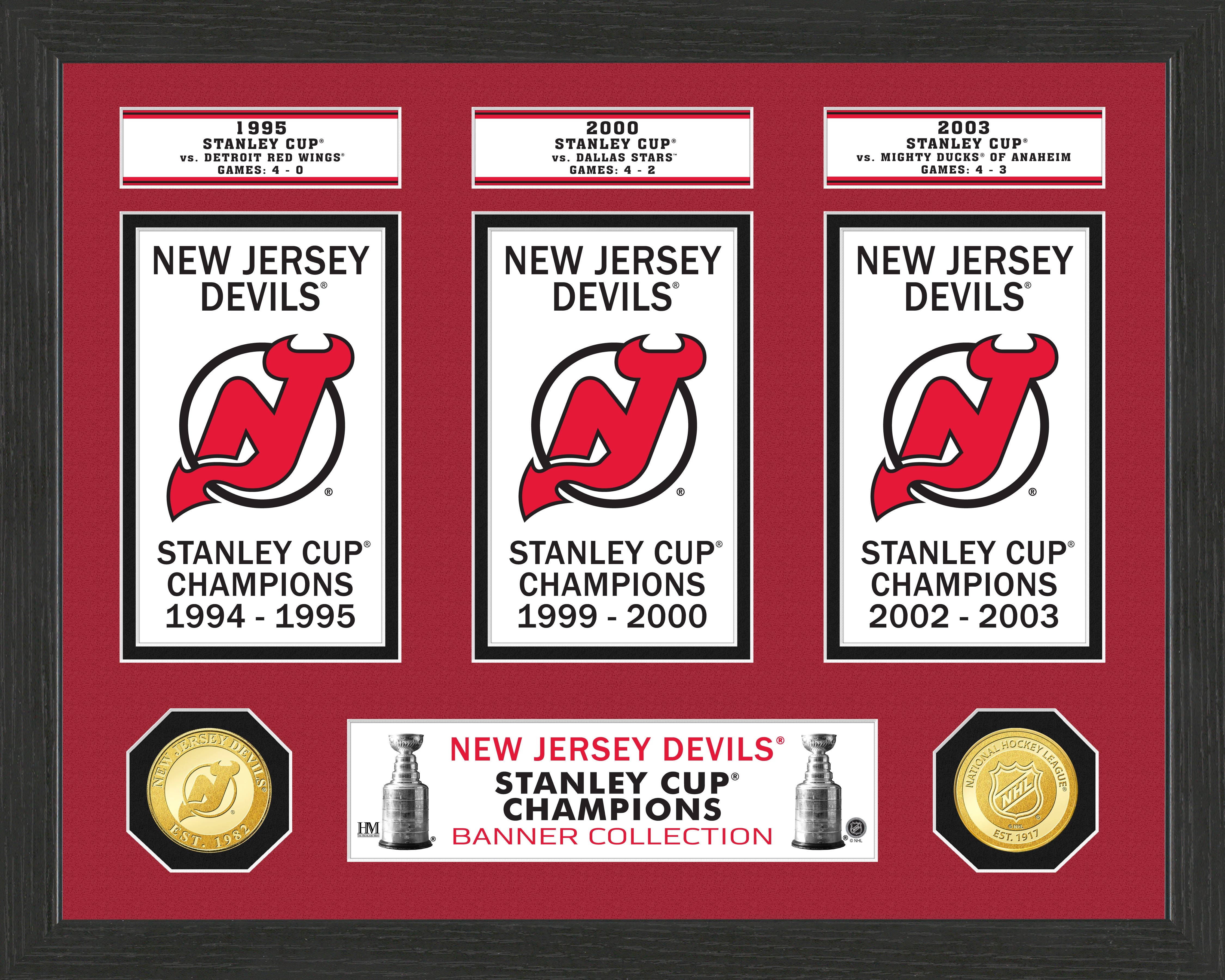 New Jersey Devils Stanley Cup Banner Collection Photo Mint - Sports Collectibles, Sports Memorabilia, Sports Fan Shop, Sports Gifts