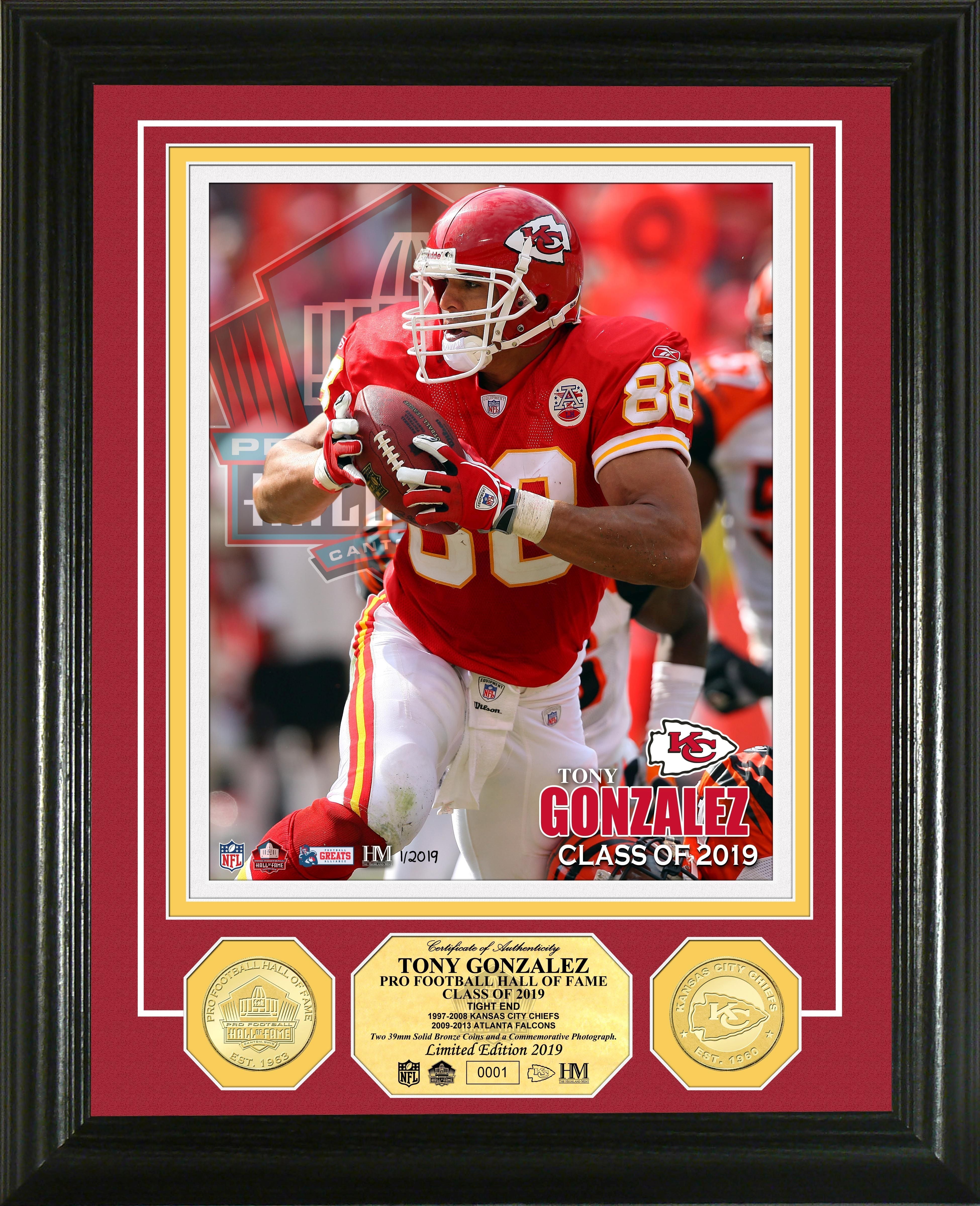 Tony Gonzalez Hall of Fame 2019 Bronze Coin Photo Mint - Sports Collectibles, Sports Memorabilia, Sports Fan Shop, Sports Gifts