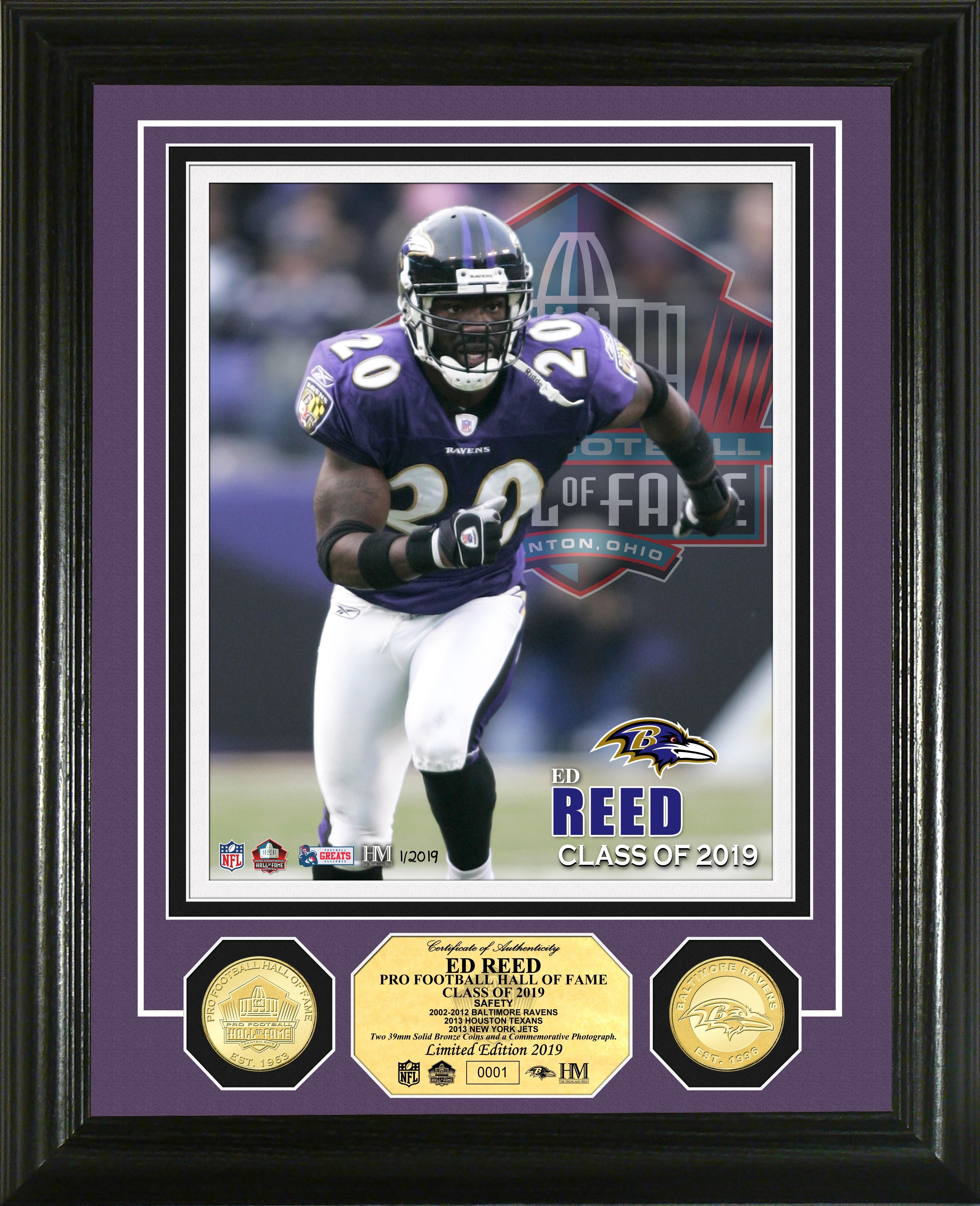 Ed Reed Hall of Fame 2019 Bronze Coin Photo Mint - Sports Collectibles, Sports Memorabilia, Sports Fan Shop, Sports Gifts