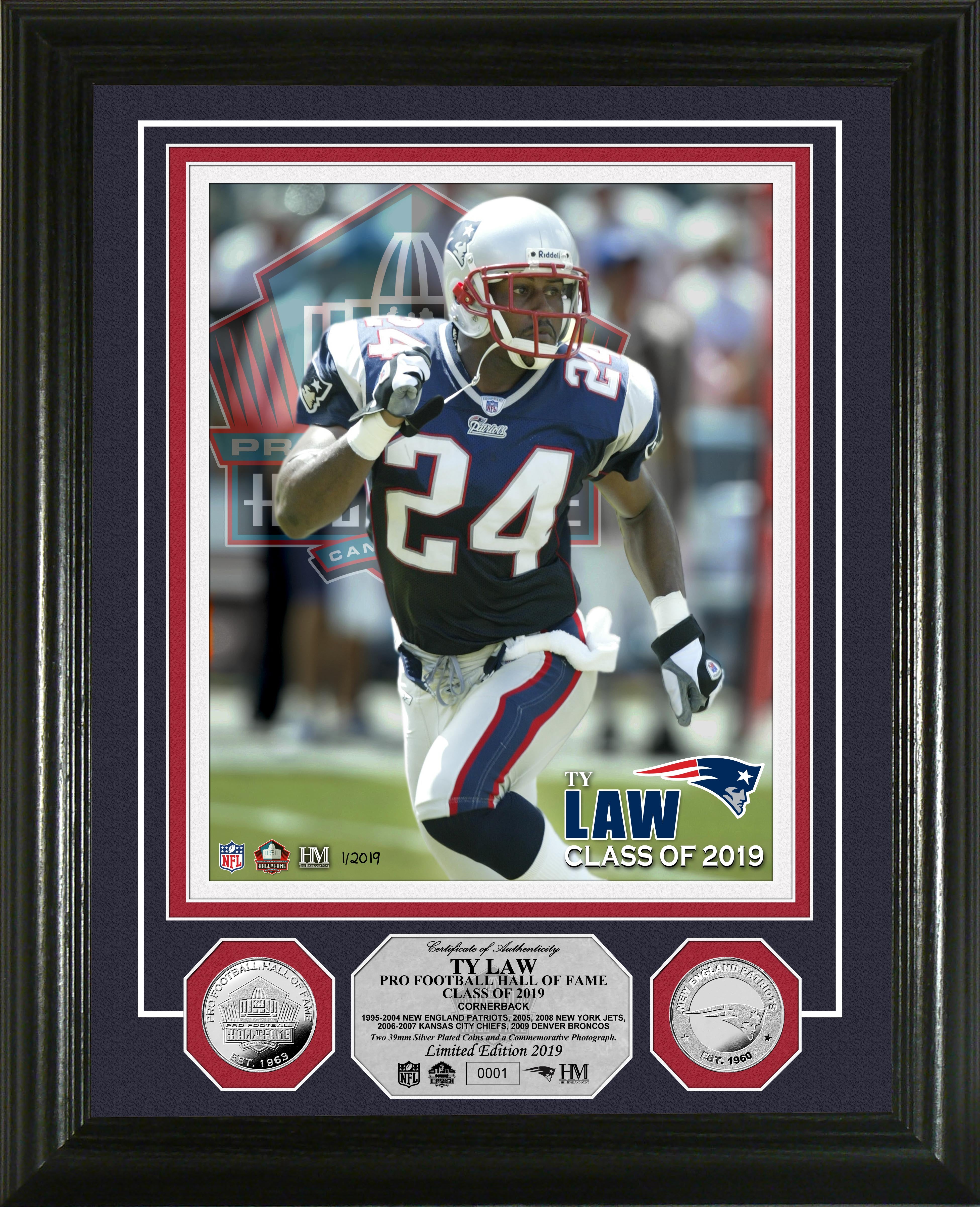 Ty Law Hall of Fame 2019 Silver Coin Photo Mint - Sports Collectibles, Sports Memorabilia, Sports Fan Shop, Sports Gifts