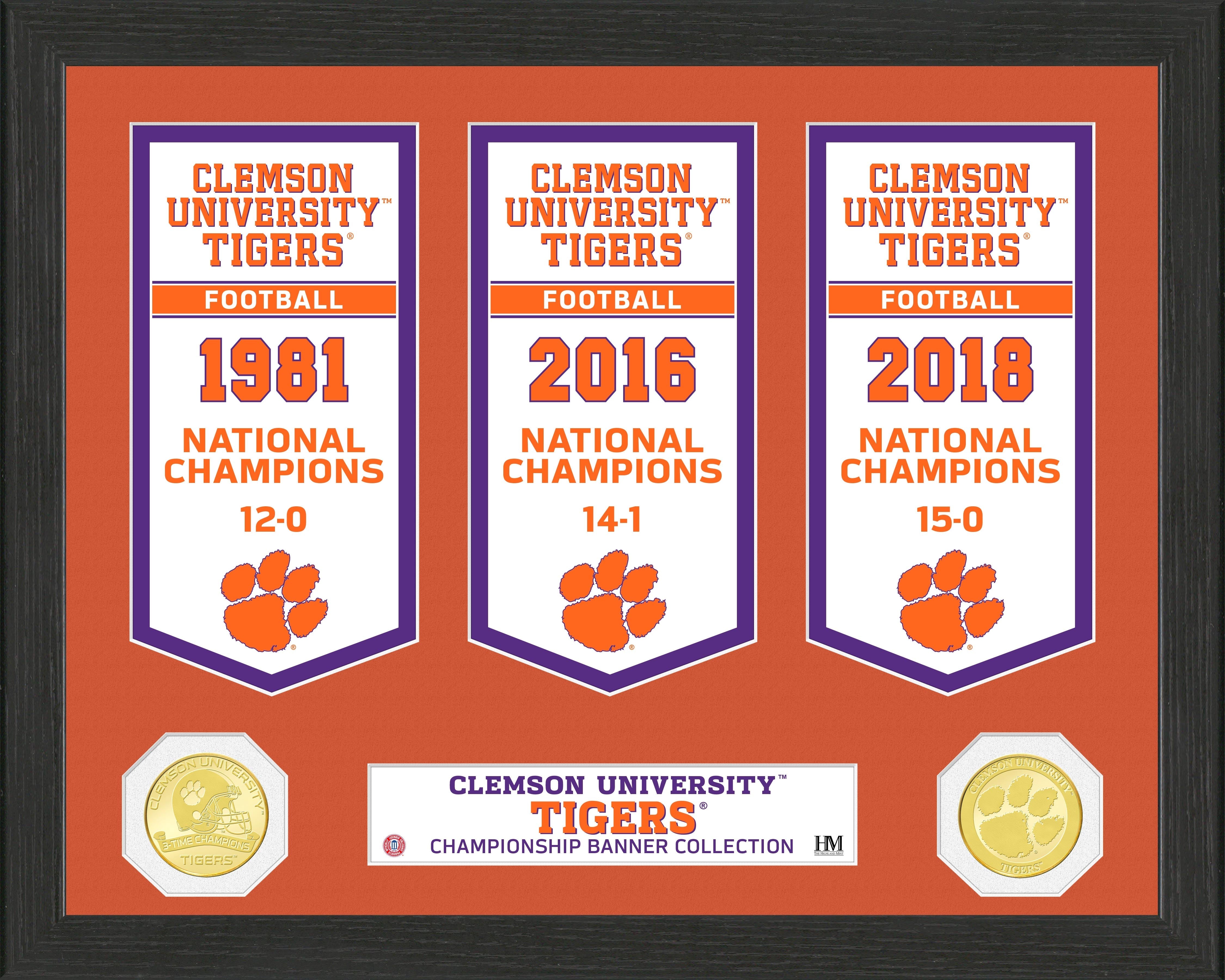 Clemson University National Champions Banner Collection Photo Mint - Sports Collectibles, Sports Memorabilia, Sports Fan Shop, Sports Gifts