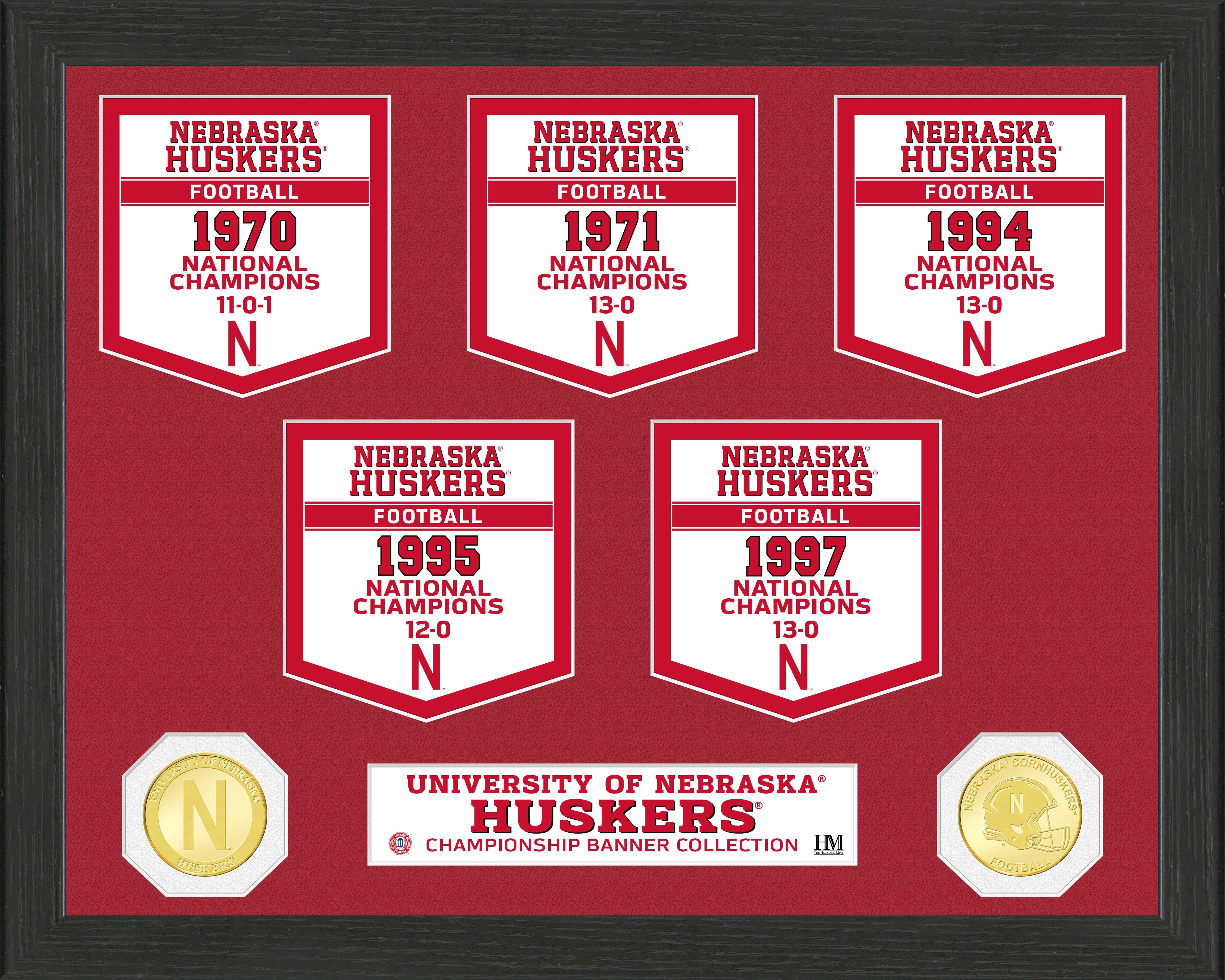 University of Nebraska National Champions Banner Collection Photo Mint - Sports Collectibles, Sports Memorabilia, Sports Fan Shop, Sports Gifts
