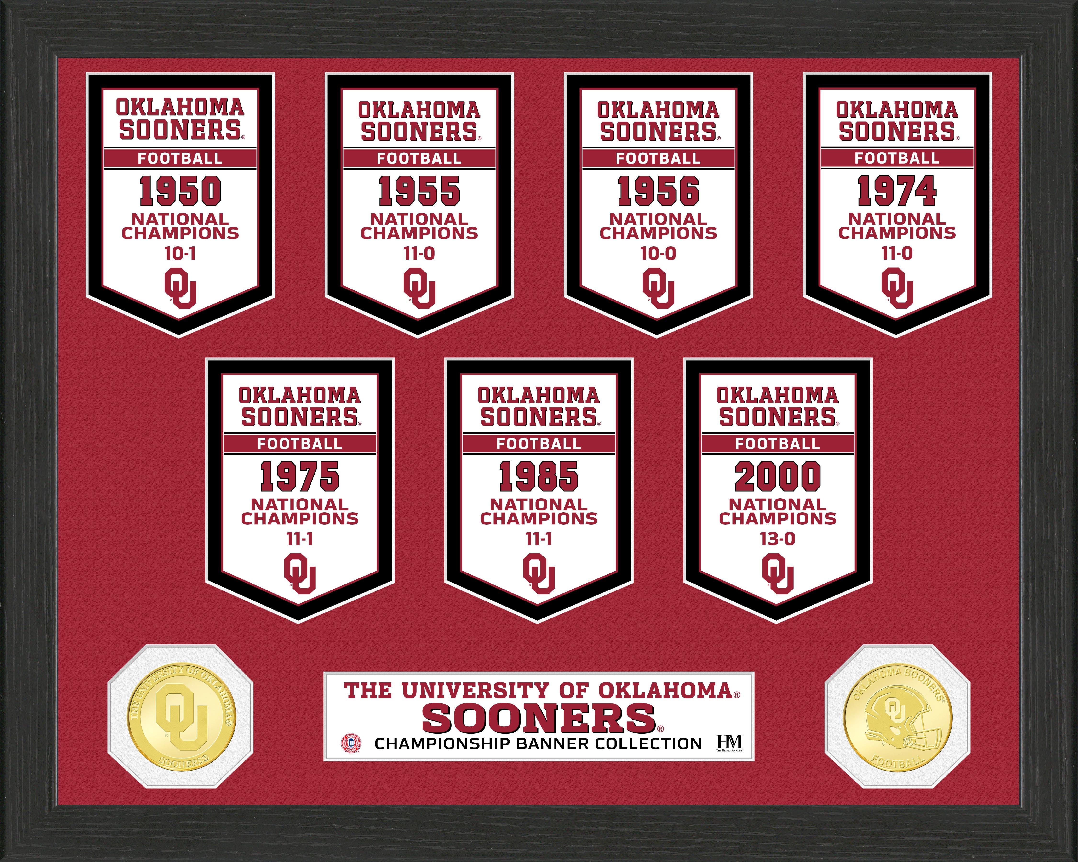 University of Oklahoma National Champions Banner Collection Photo Mint - Sports Collectibles, Sports Memorabilia, Sports Fan Shop, Sports Gifts