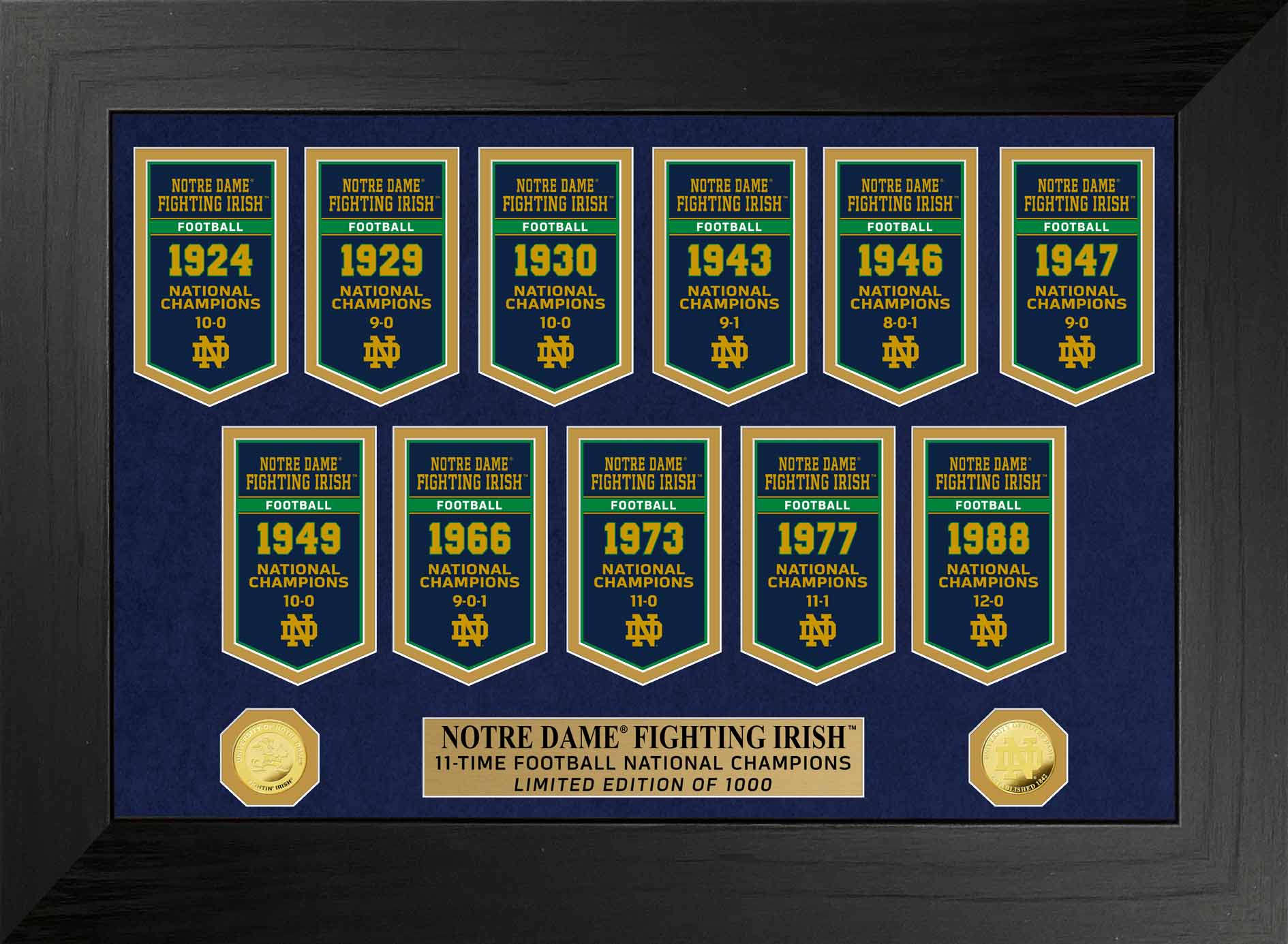 University of Notre Dame Fighting Irish National Champions Deluxe Banner Collection - Sports Collectibles, Sports Memorabilia, Sports Fan Shop, Sports Gifts