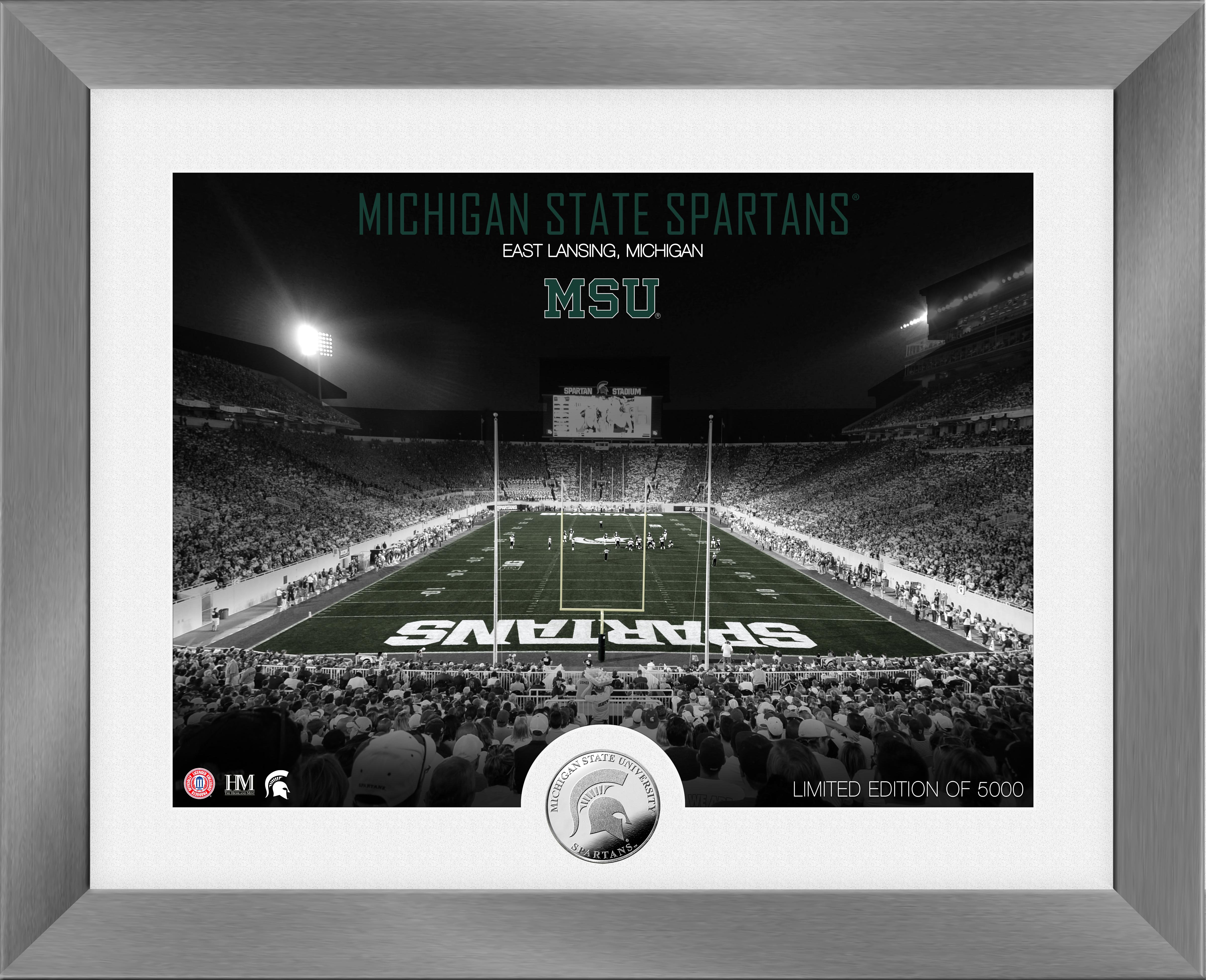 Michigan State Spartans Art Deco Stadium Silver Coin Photo Mint - Sports Collectibles, Sports Memorabilia, Sports Fan Shop, Sports Gifts