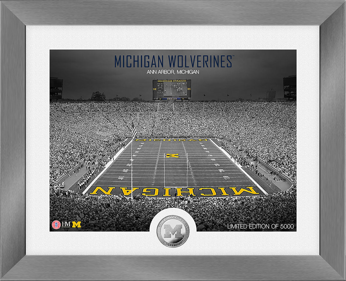 Michigan Wolverines Art Deco Stadium Silver Coin Photo Mint - Sports Collectibles, Sports Memorabilia, Sports Fan Shop, Sports Gifts