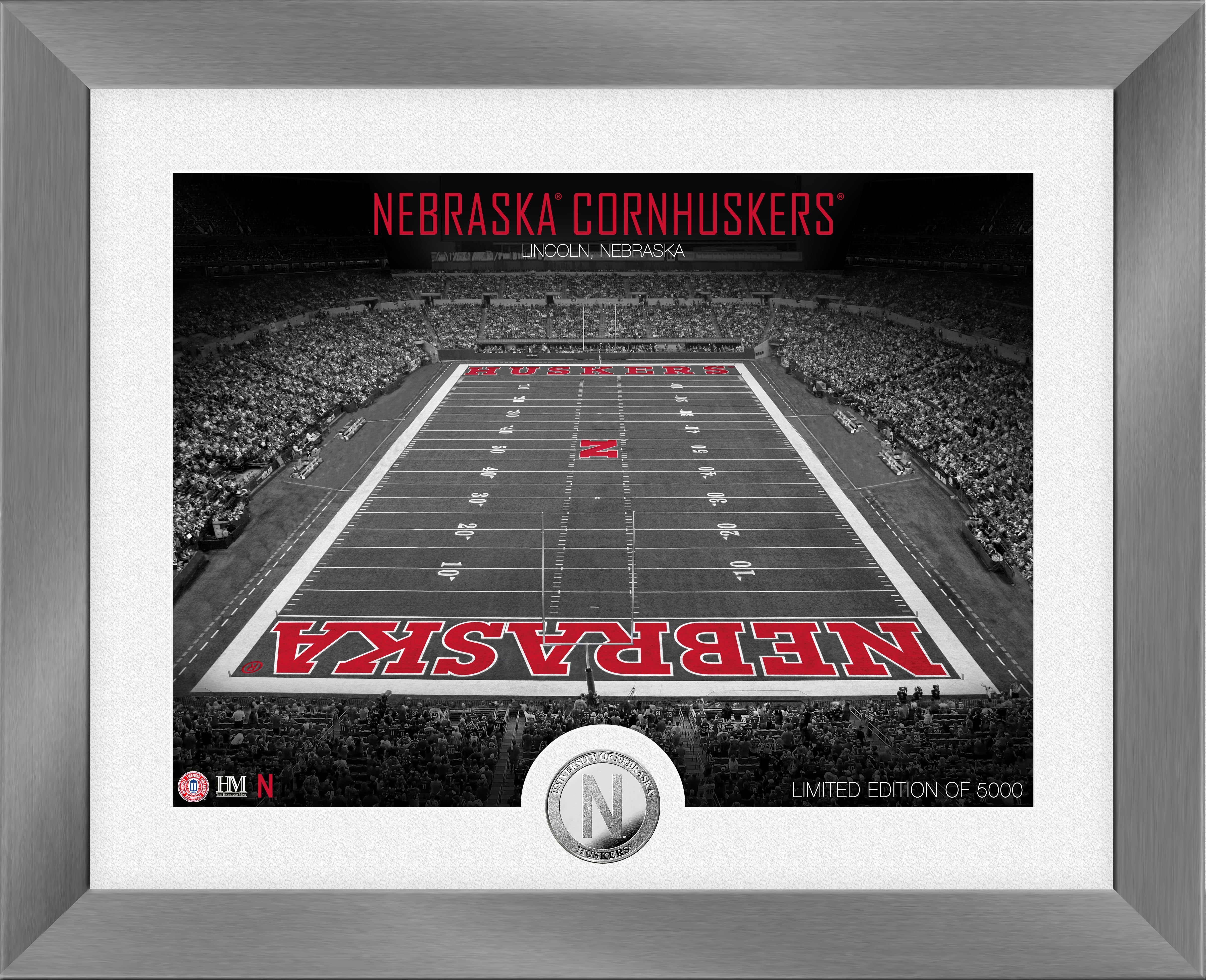 Nebraska Huskers Art Deco Stadium Silver Coin Photo Mint - Sports Collectibles, Sports Memorabilia, Sports Fan Shop, Sports Gifts
