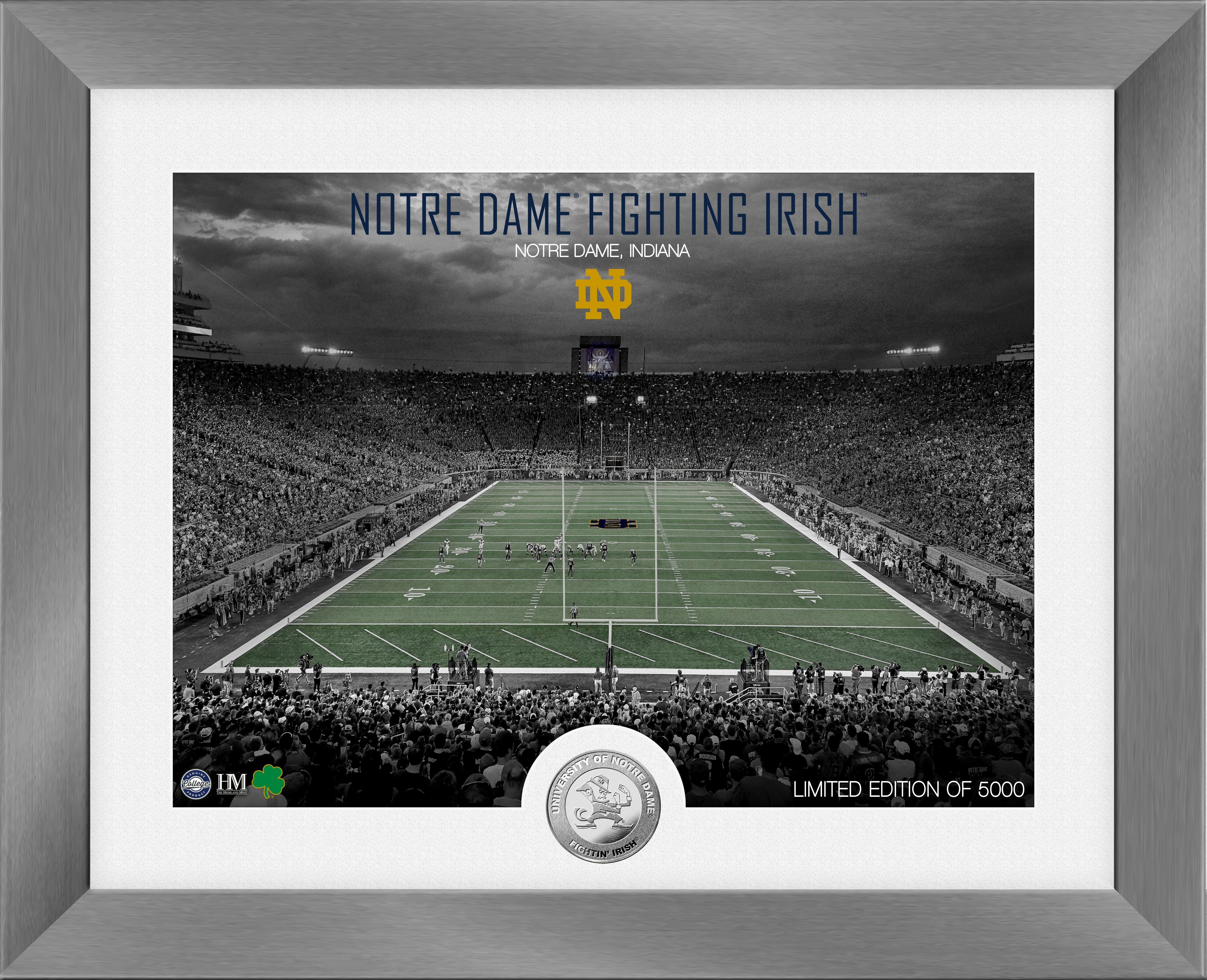 Notre Dame Fighting Irish Art Deco Stadium Silver Coin Photo Mint - Sports Collectibles, Sports Memorabilia, Sports Fan Shop, Sports Gifts
