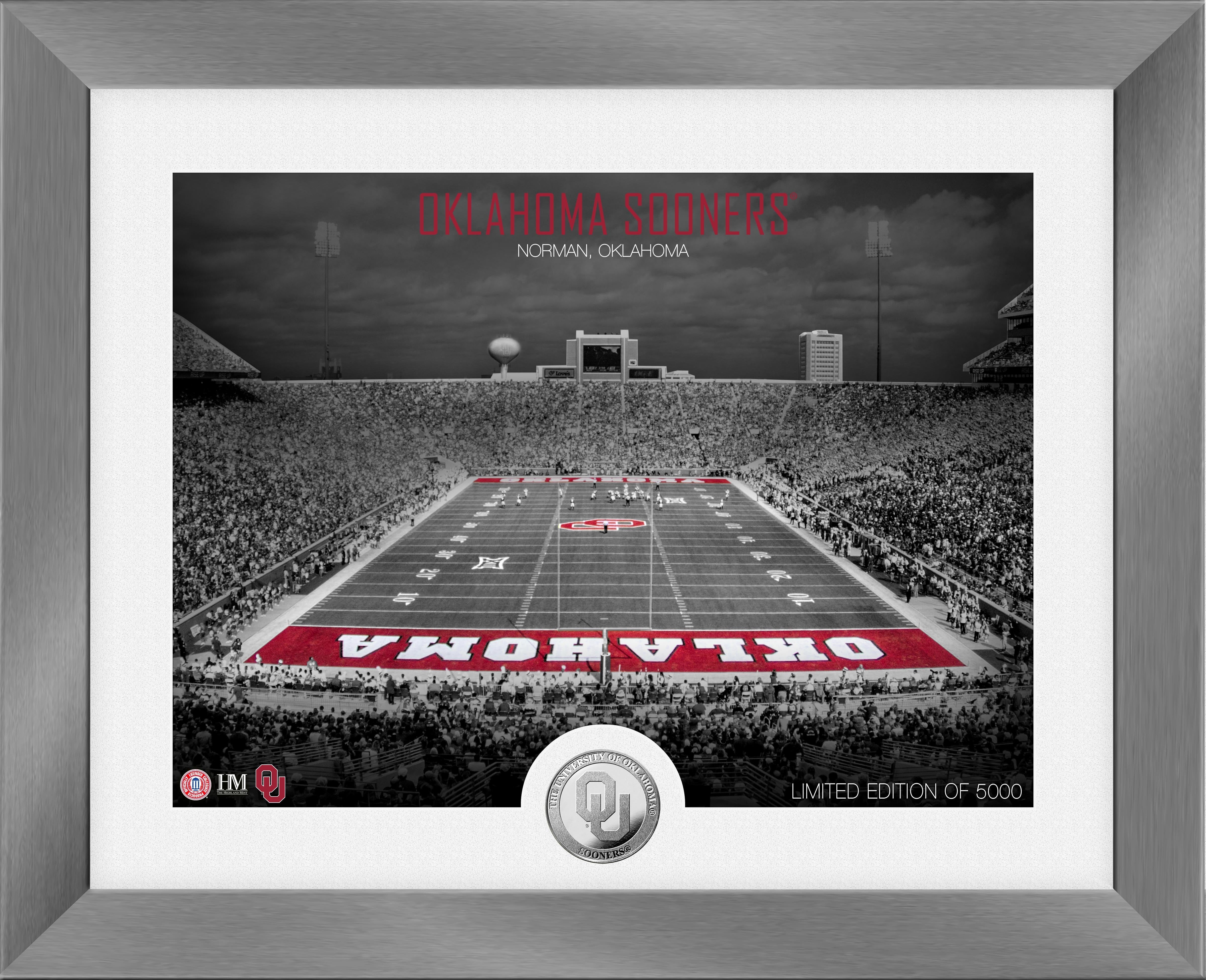 Oklahoma Sooners Art Deco Stadium Silver Coin Photo Mint - Sports Collectibles, Sports Memorabilia, Sports Fan Shop, Sports Gifts
