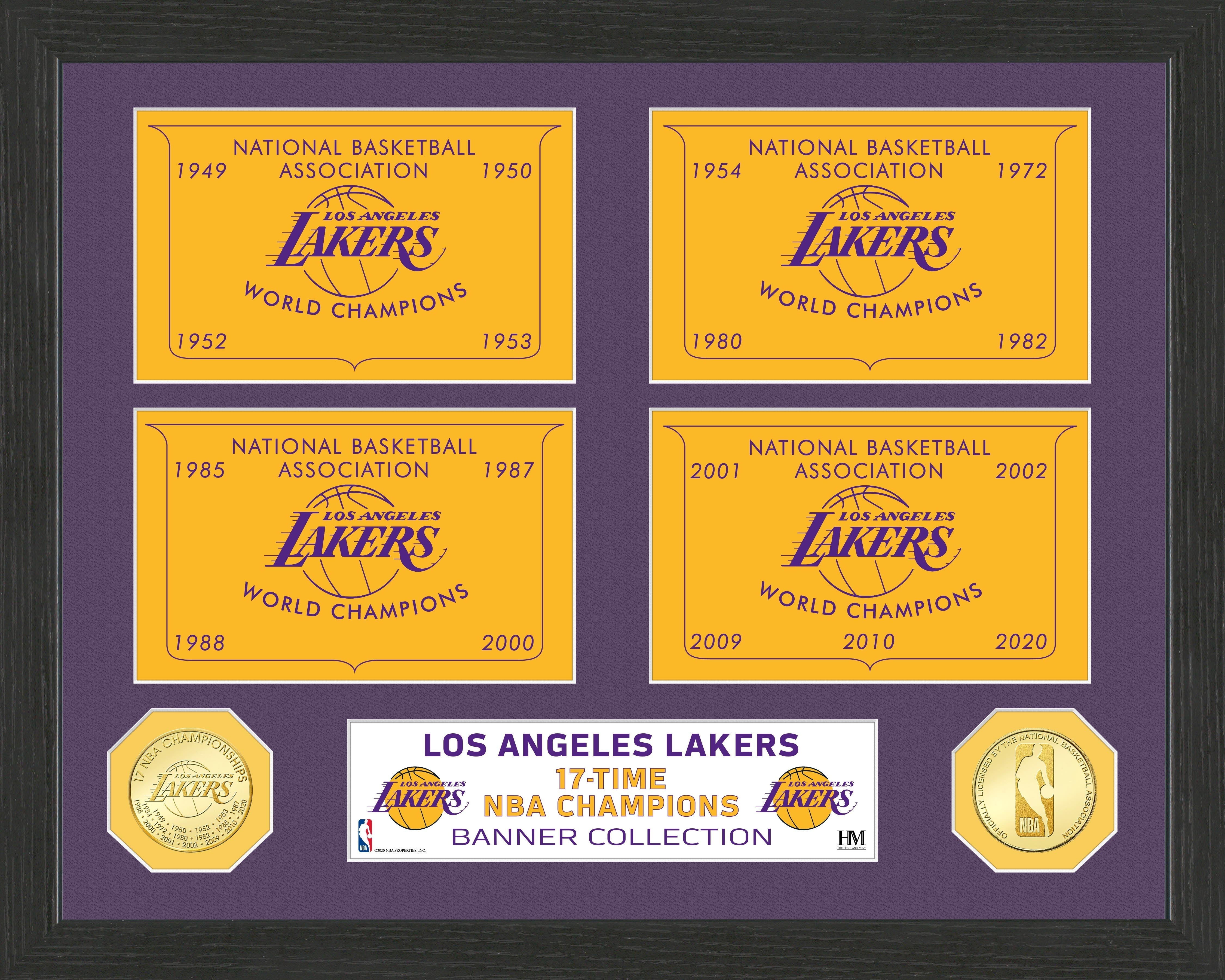Los Angeles Lakers 17-Time Champions Bronze Coin Banner Collection - Sports Collectibles, Sports Memorabilia, Sports Fan Shop, Sports Gifts