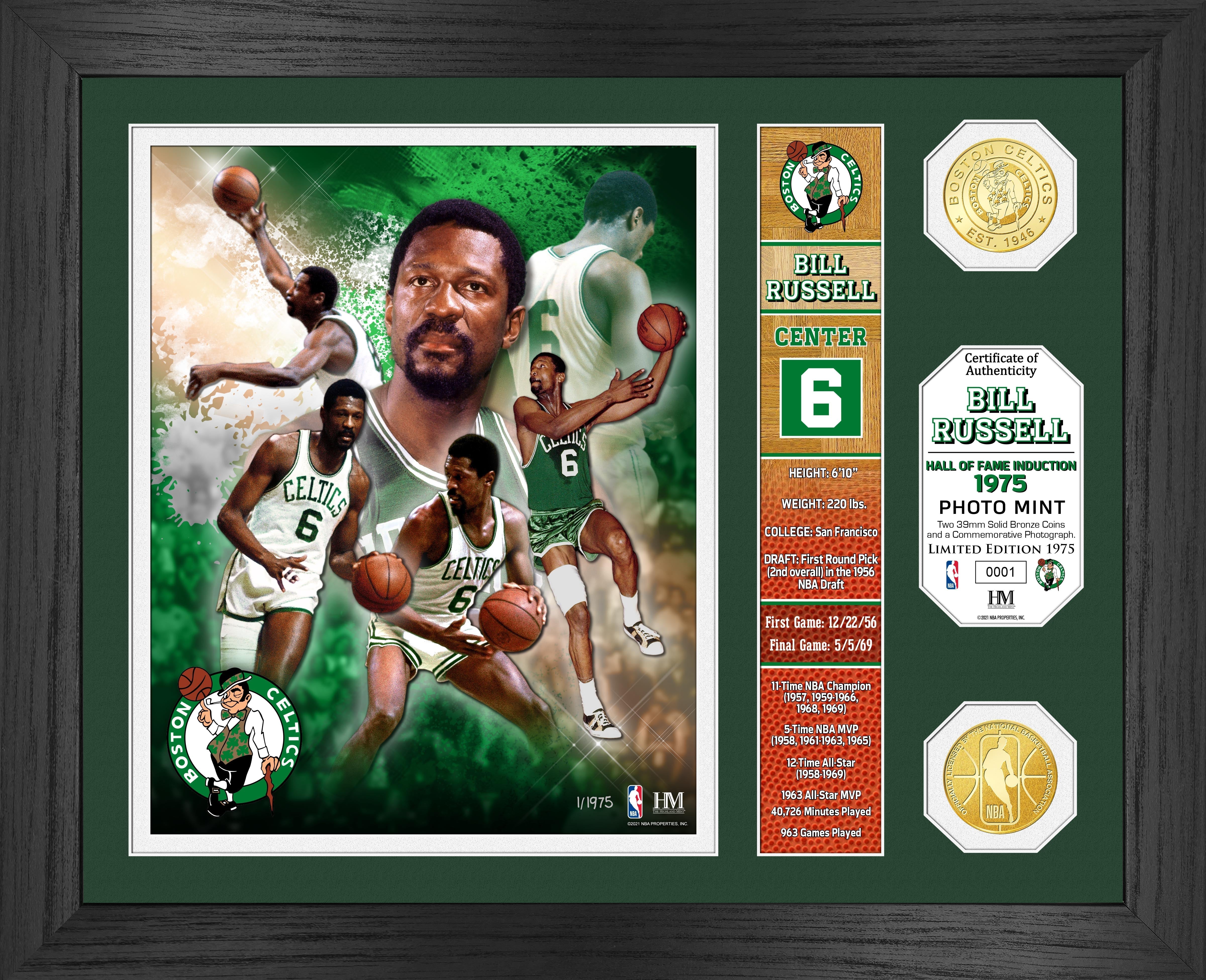 Bill Russell Hall of Fame Banner Bronze Coin Photo Mint - Sports Collectibles, Sports Memorabilia, Sports Fan Shop, Sports Gifts