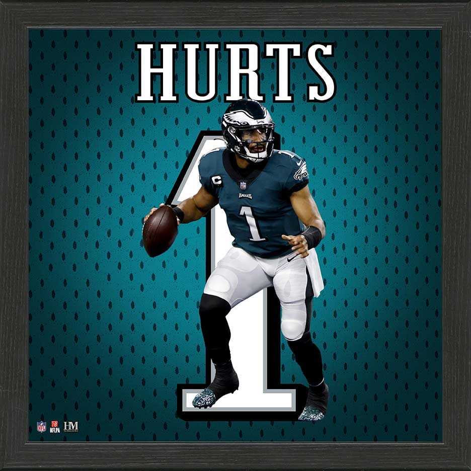 Jalen Hurts Philadelphia Eagles Impact Jersey Frame - Sports Collectibles, Sports Memorabilia, Sports Fan Shop, Sports Gifts