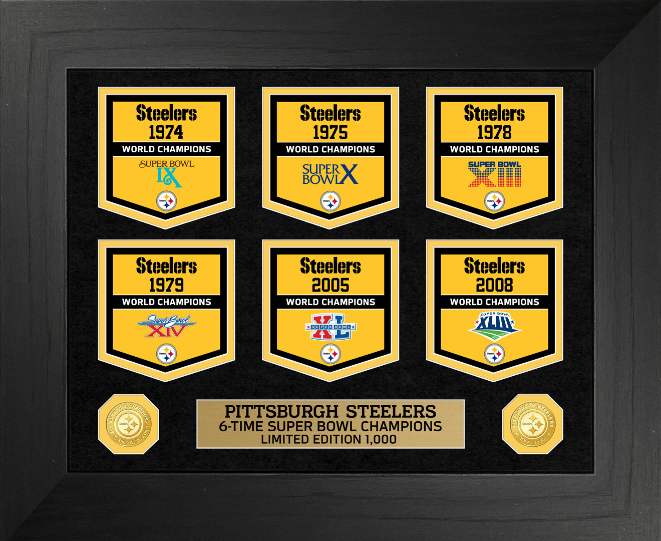 Pittsburgh Steelers Bronze Coin Deluxe Banner Collection - Sports Collectibles, Sports Memorabilia, Sports Fan Shop, Sports Gifts