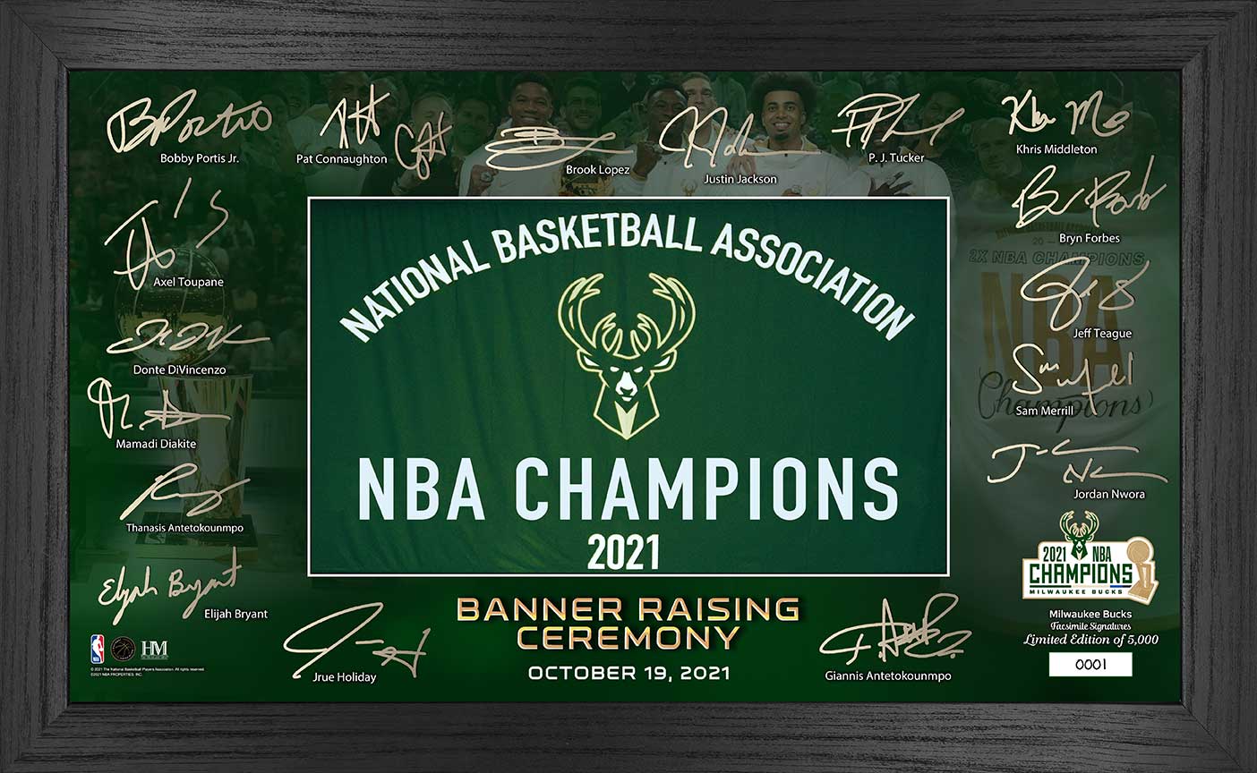 Milwaukee Bucks 2021 Banner Raising Signature Framed Photo - Sports Collectibles, Sports Memorabilia, Sports Fan Shop, Sports Gifts