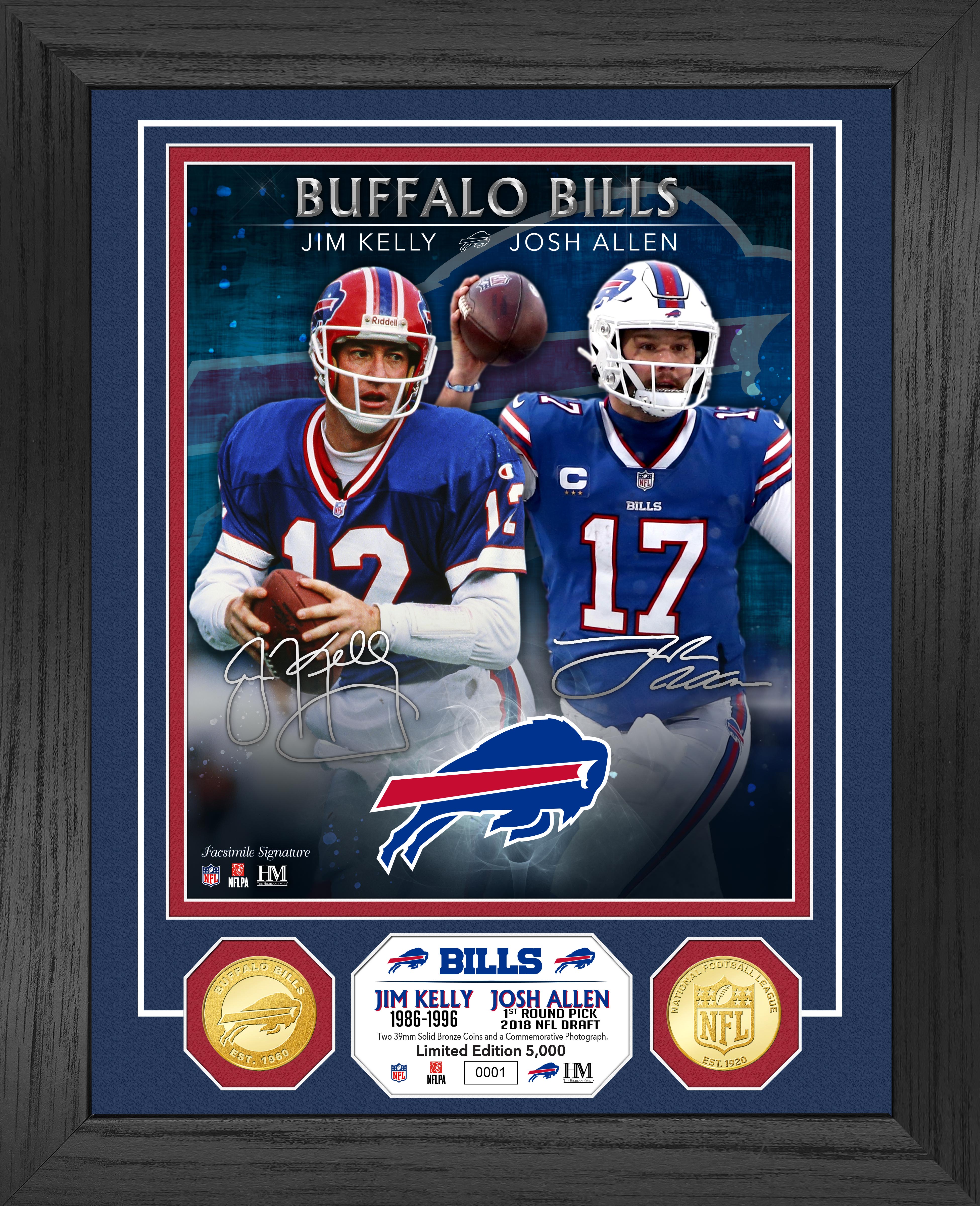 Jim Kelly & Josh Allen Buffalo Bills Bronze Coin Photo Mint - Sports Collectibles, Sports Memorabilia, Sports Fan Shop, Sports Gifts