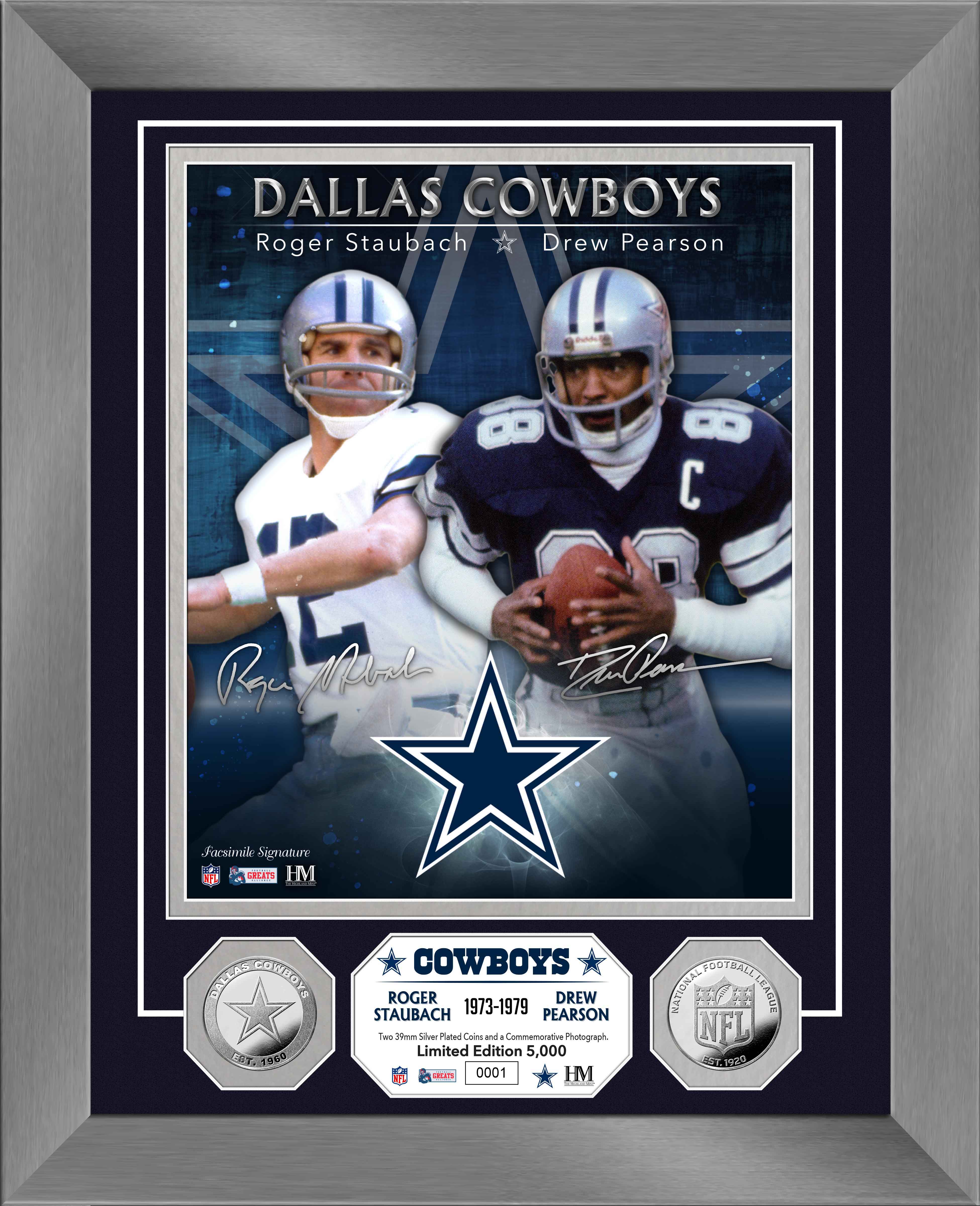 Roger Staubach & Drew Pearson Dynamic Duo Silver Coin Photo Mint - Sports Collectibles, Sports Memorabilia, Sports Fan Shop, Sports Gifts