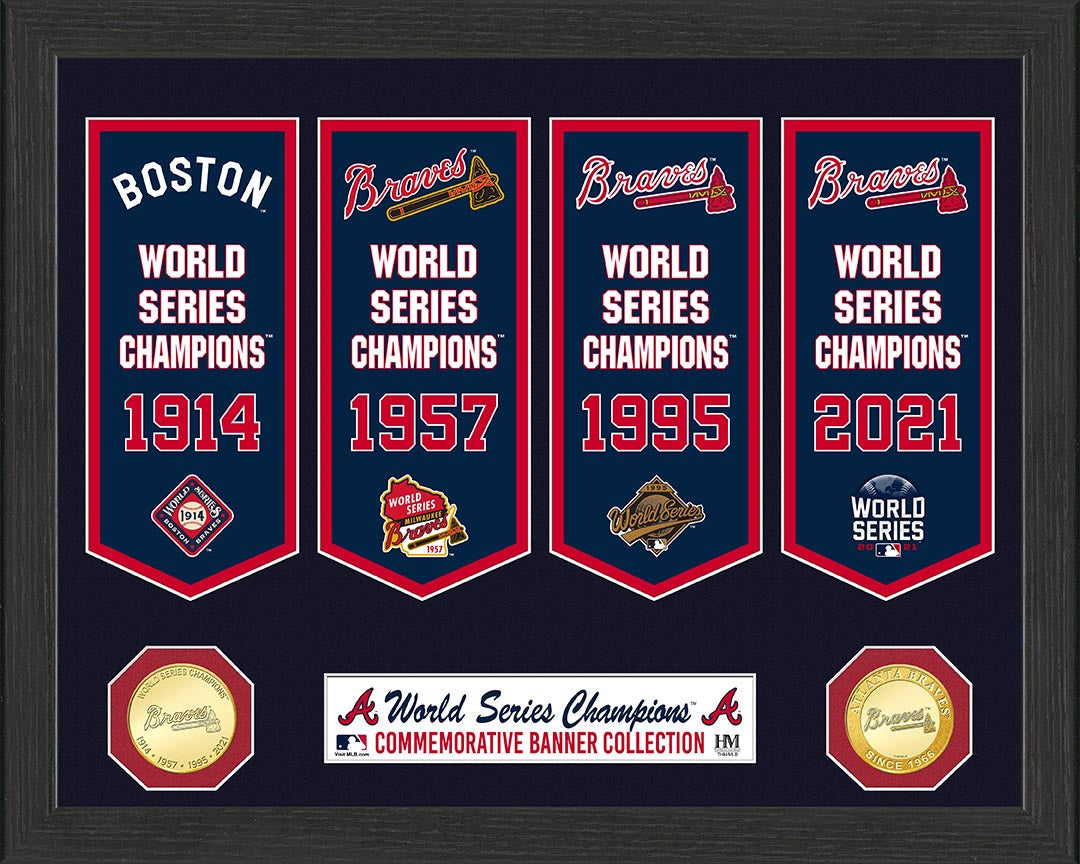 Atlanta Braves 4-Time Champions Bronze Coin Banner Collection - Sports Collectibles, Sports Memorabilia, Sports Fan Shop, Sports Gifts