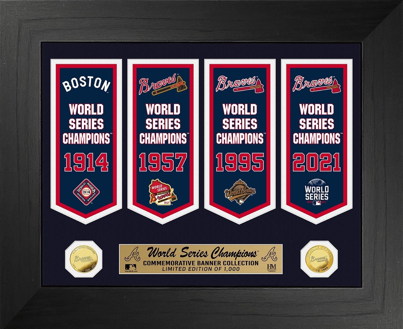 Atlanta Braves 4-Time World Series Champions Deluxe Banner Collection - Sports Collectibles, Sports Memorabilia, Sports Fan Shop, Sports Gifts
