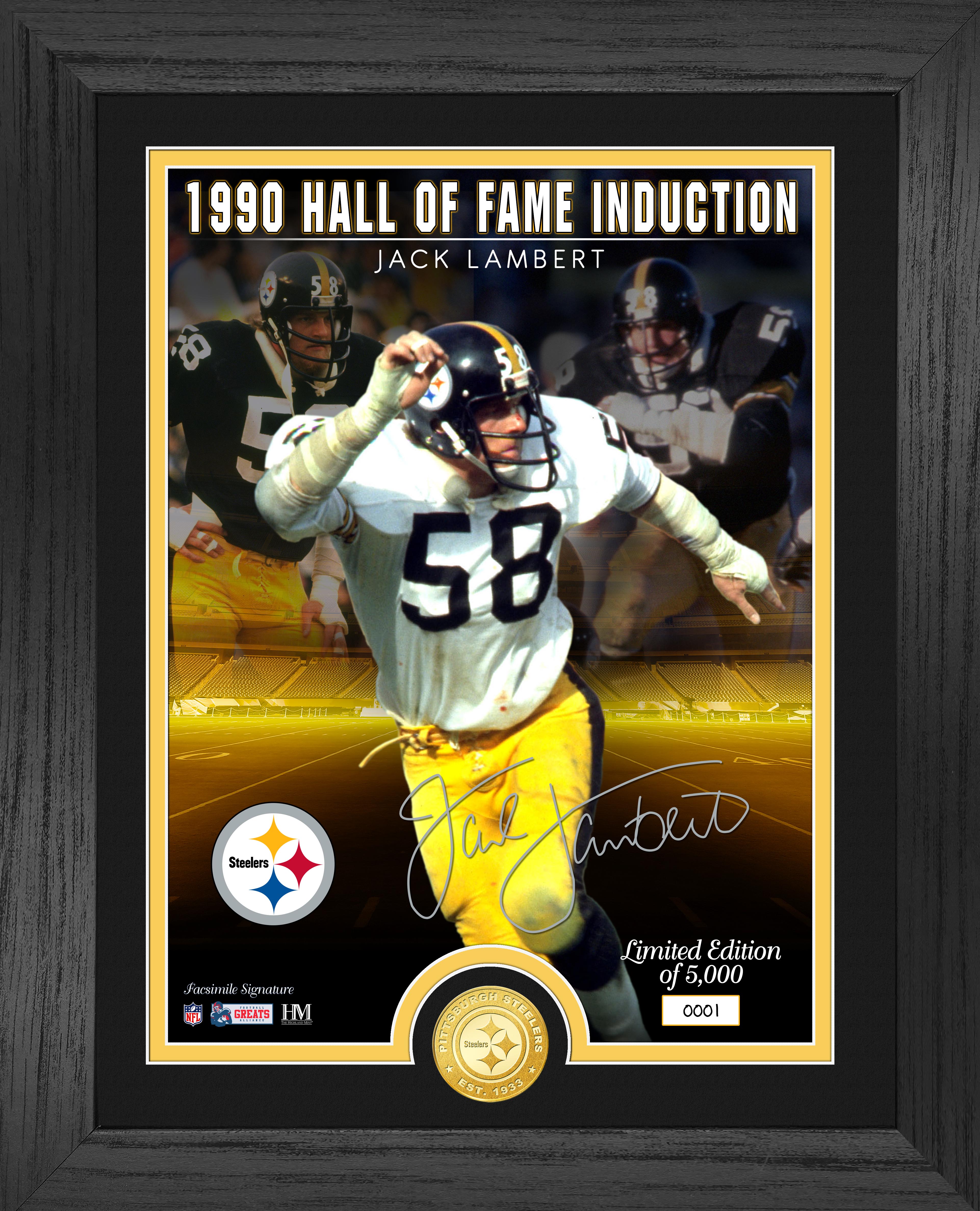 Jack Lambert Steelers Hall of Fame Induction Bronze Coin Signature Photo Mint - Sports Collectibles, Sports Memorabilia, Sports Fan Shop, Sports Gifts