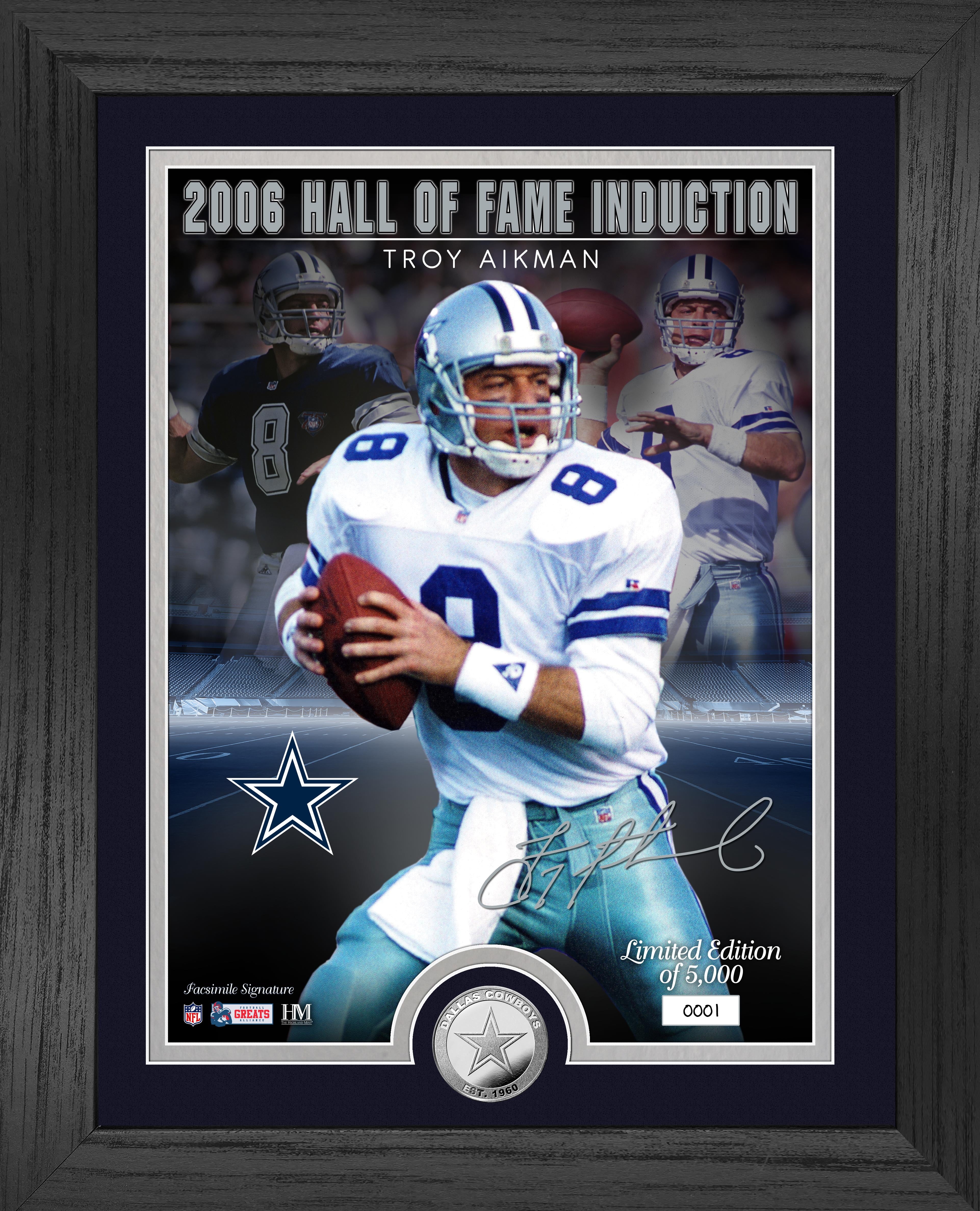 Troy Aikman Cowboys Hall of Fame Induction Silver Coin Signature Photo Mint - Sports Collectibles, Sports Memorabilia, Sports Fan Shop, Sports Gifts