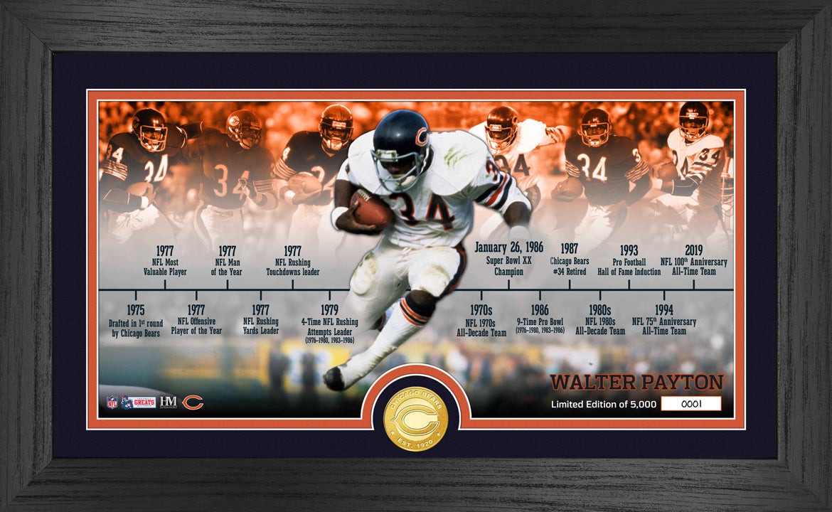 Walter Payton Bears Career Timeline Bronze Coin Pano Photo Mint - Sports Collectibles, Sports Memorabilia, Sports Fan Shop, Sports Gifts