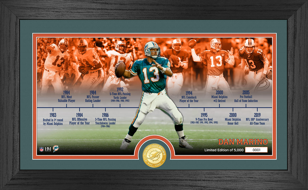 Dan Marino Dolphins Career Timeline Bronze Coin Pano Photo Mint - Sports Collectibles, Sports Memorabilia, Sports Fan Shop, Sports Gifts