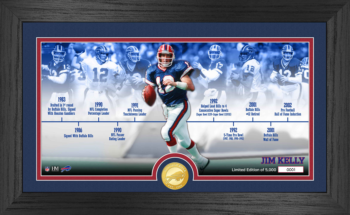 Jim Kelly Bills Career Timeline Bronze Coin Photo Pano Mint - Sports Collectibles, Sports Memorabilia, Sports Fan Shop, Sports Gifts