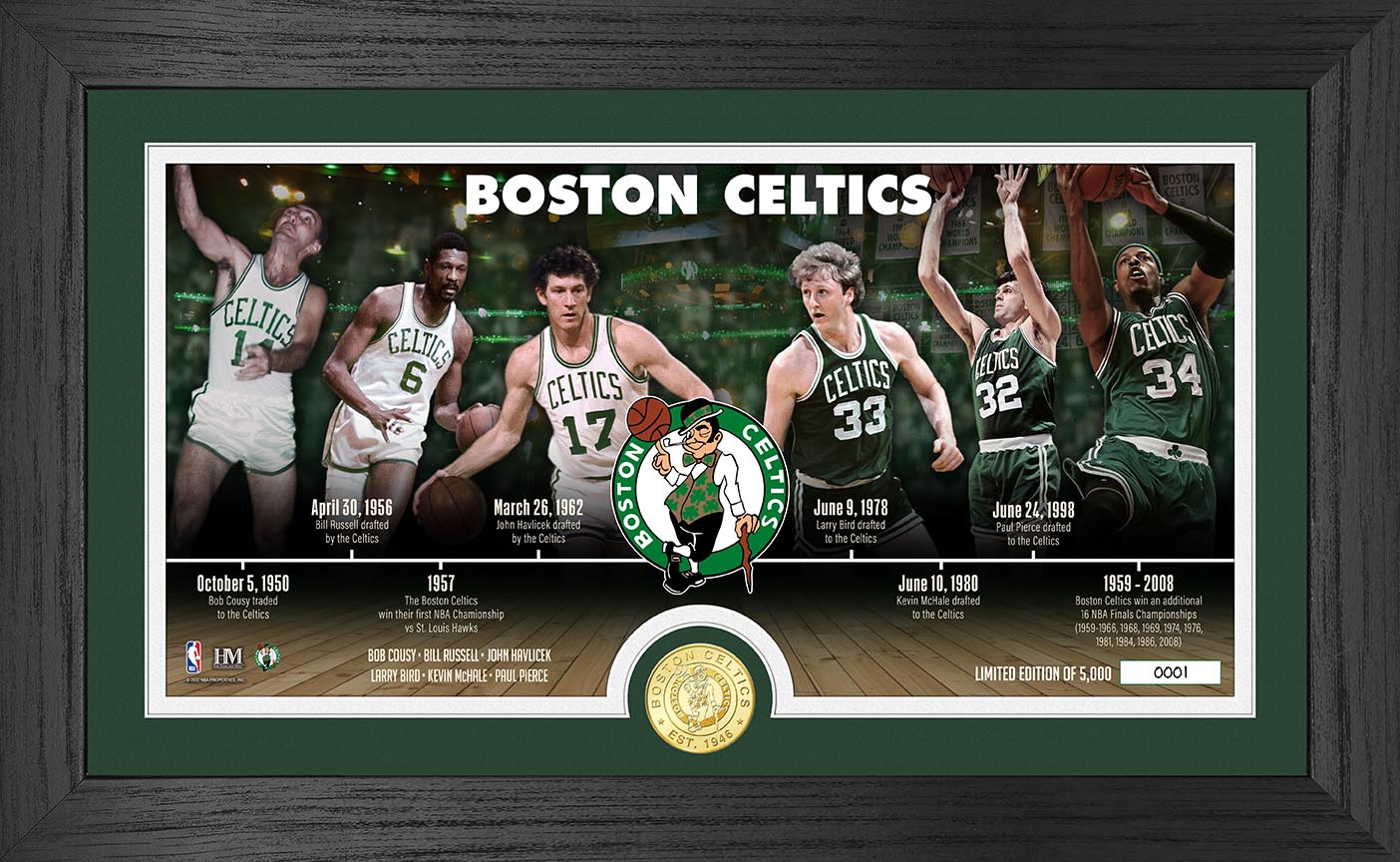 Boston Celtics Vintage Timeline Bronze Coin Photo Mint - Sports Collectibles, Sports Memorabilia, Sports Fan Shop, Sports Gifts