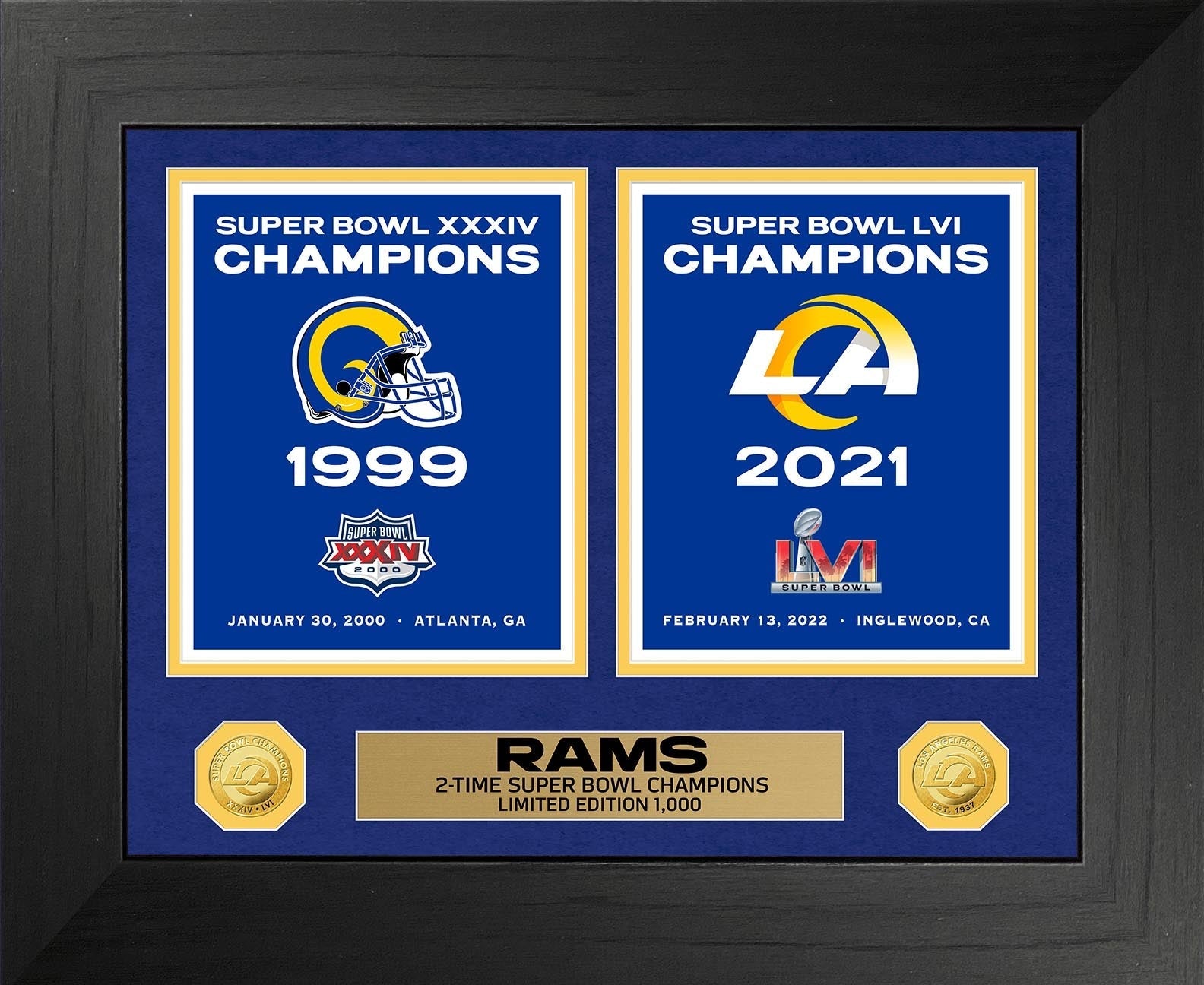 Los Angeles Rams Super Bowl Deluxe Banner Collection Gold Coin Photo Mint - Sports Collectibles, Sports Memorabilia, Sports Fan Shop, Sports Gifts