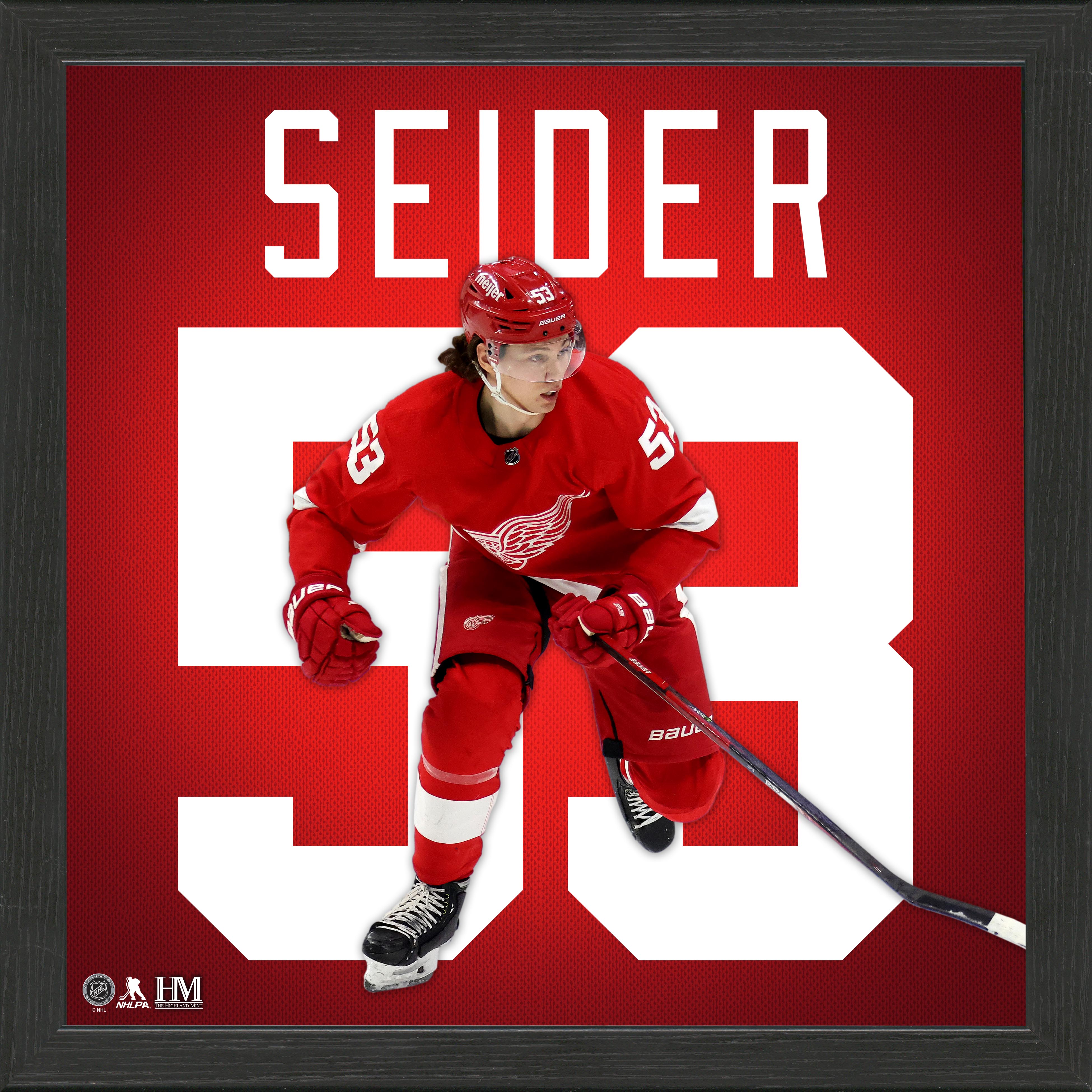 Moritz Seider Detroit Red Wings IMPACT Jersey Frame - Sports Collectibles, Sports Memorabilia, Sports Fan Shop, Sports Gifts