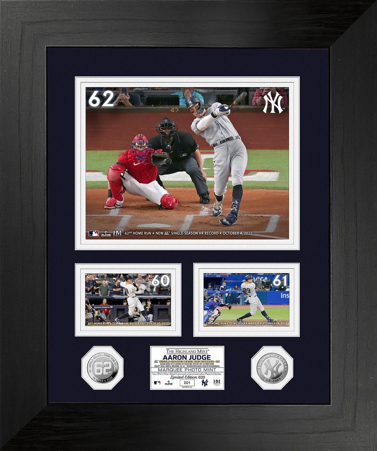 Aaron Judge AL Single Season HR Record Marquee Silver Coin Photo Mint - Sports Collectibles, Sports Memorabilia, Sports Fan Shop, Sports Gifts