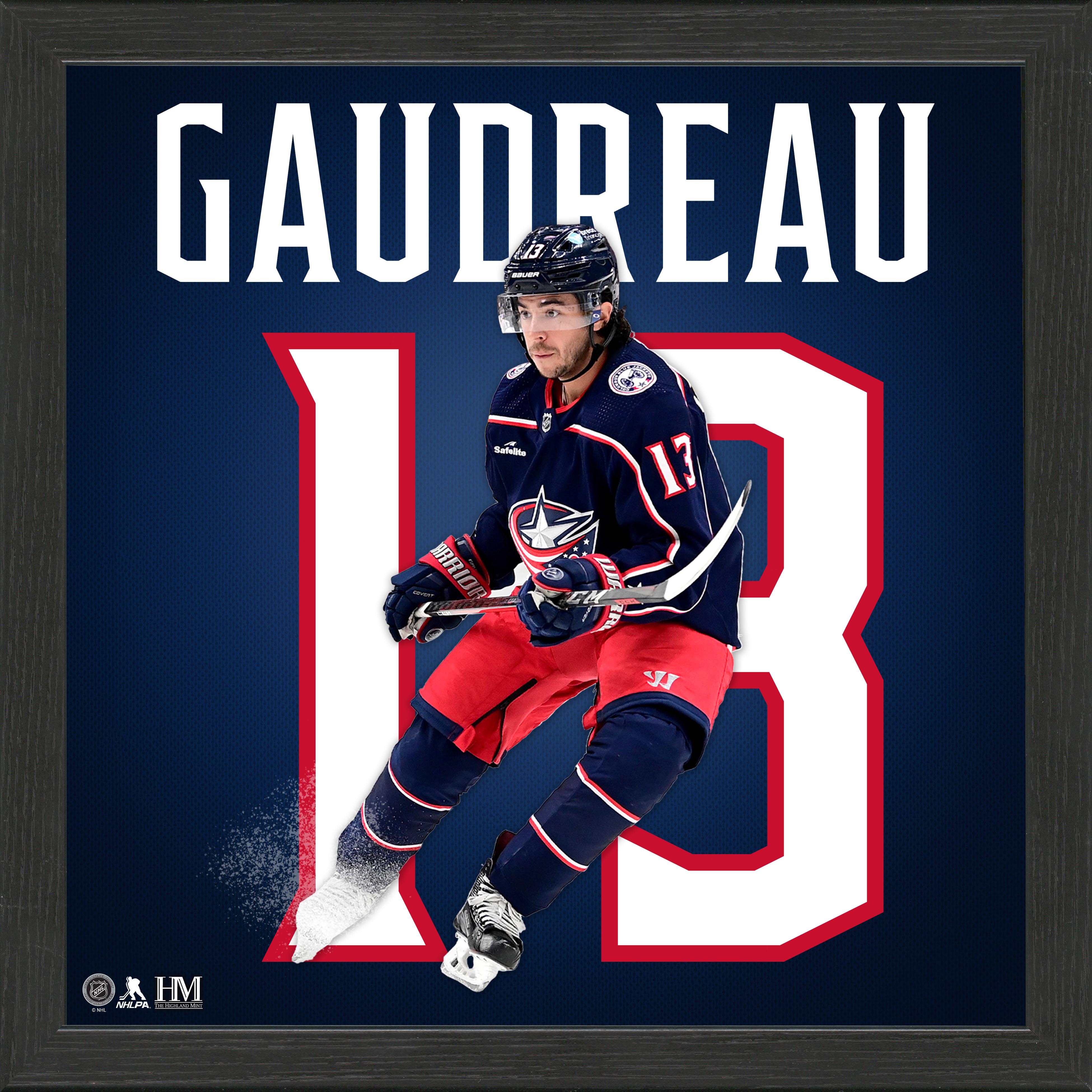 Johnny Gaudreau Columbus Blue Jackets IMPACT Jersey Frame - Sports Collectibles, Sports Memorabilia, Sports Fan Shop, Sports Gifts
