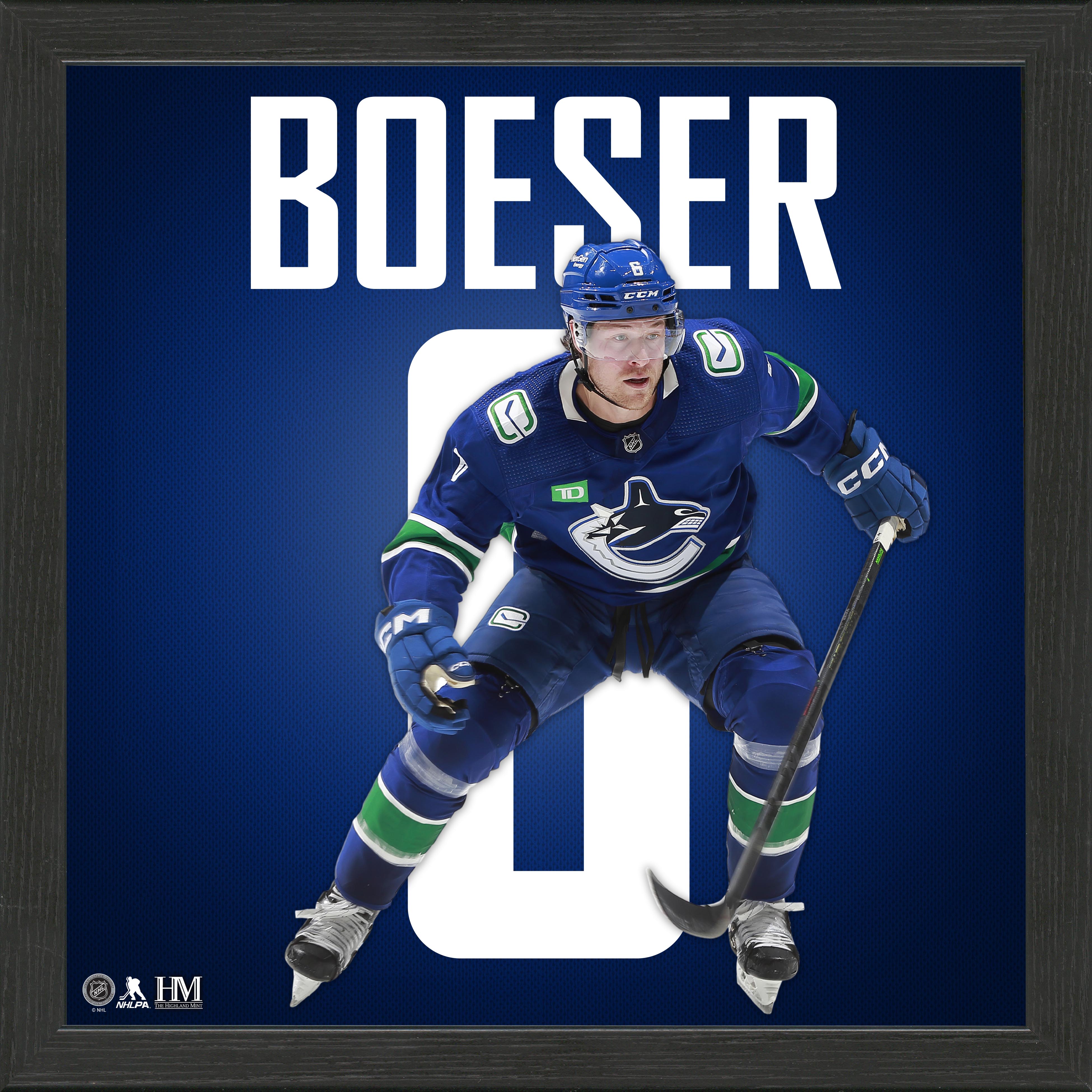 Brock Boeser Vancouver Canucks IMPACT Jersey Frame - Sports Collectibles, Sports Memorabilia, Sports Fan Shop, Sports Gifts