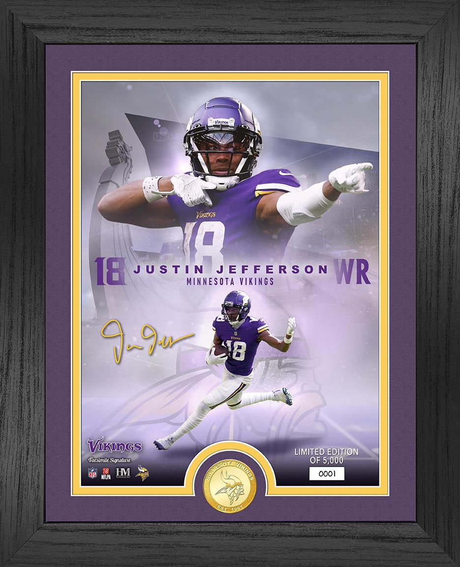 Justin Jefferson Legends Bronze Coin Photo Mint - Sports Collectibles, Sports Memorabilia, Sports Fan Shop, Sports Gifts