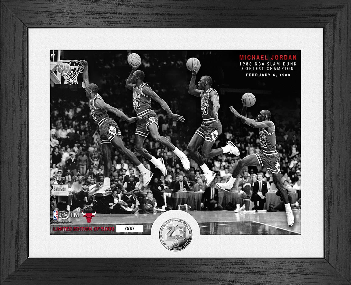 Michael Jordan Chicago Bulls 1988 NBA Slam Dunk Champion Silver Coin Photo Mint - Sports Collectibles, Sports Memorabilia, Sports Fan Shop, Sports Gifts