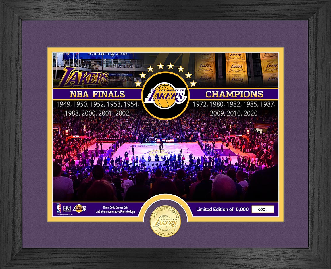 Los Angeles Lakers 17-Time Champs Bronze Coin Court Photo Mint - Sports Collectibles, Sports Memorabilia, Sports Fan Shop, Sports Gifts