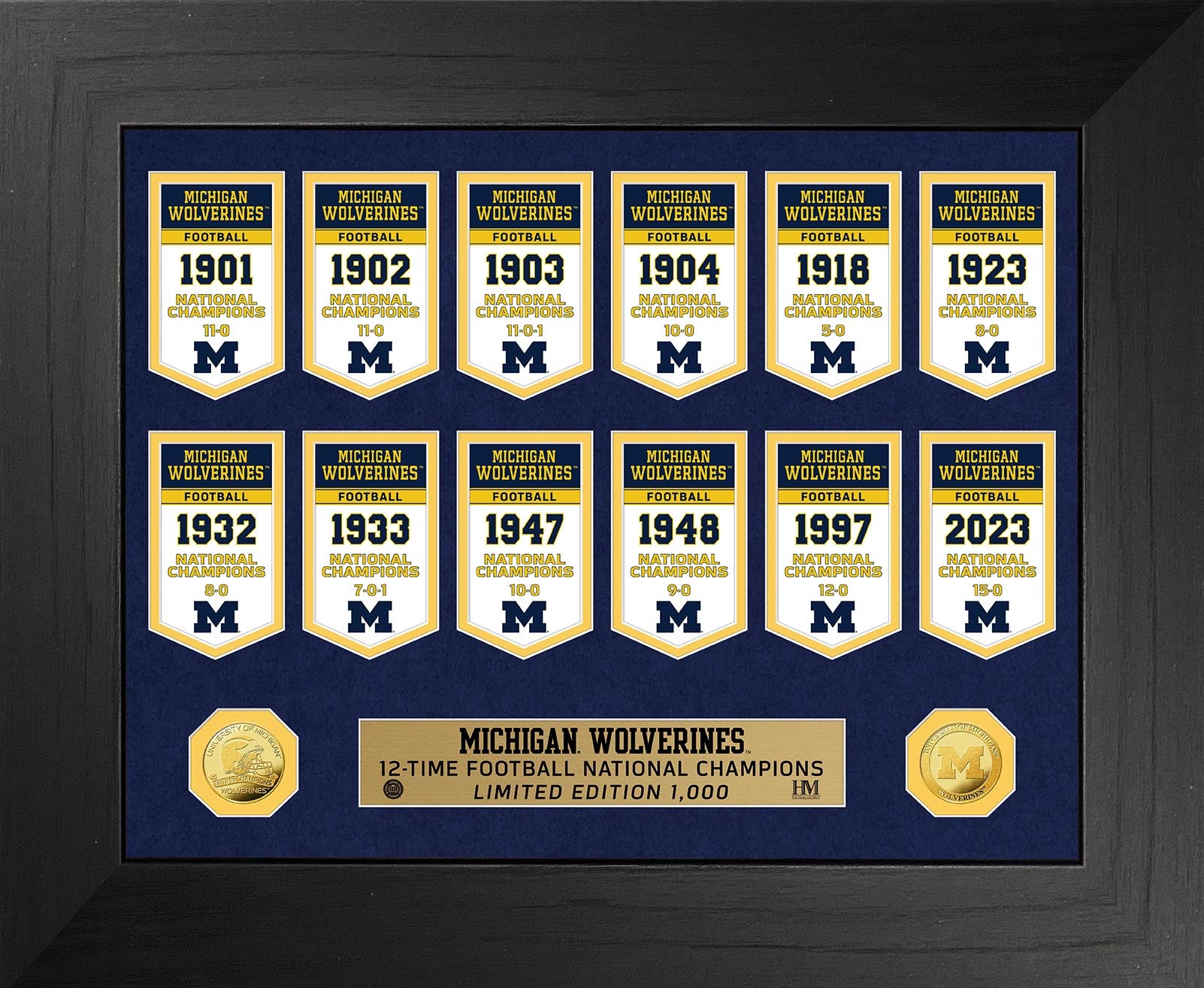 Michigan Wolverines Championship Banner Collection Deluxe Gold Coin Photo Mint - Sports Collectibles, Sports Memorabilia, Sports Fan Shop, Sports Gifts