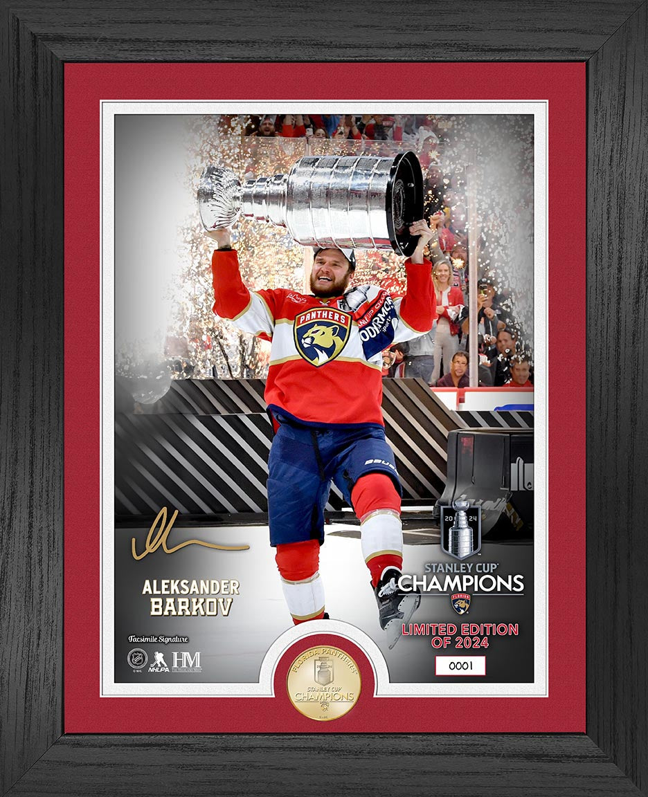 Florida Panthers Captain Aleksander Barkov Raising the Stanley Cup Bronze Coin Photo Mint - Sports Collectibles, Sports Memorabilia, Sports Fan Shop, Sports Gifts