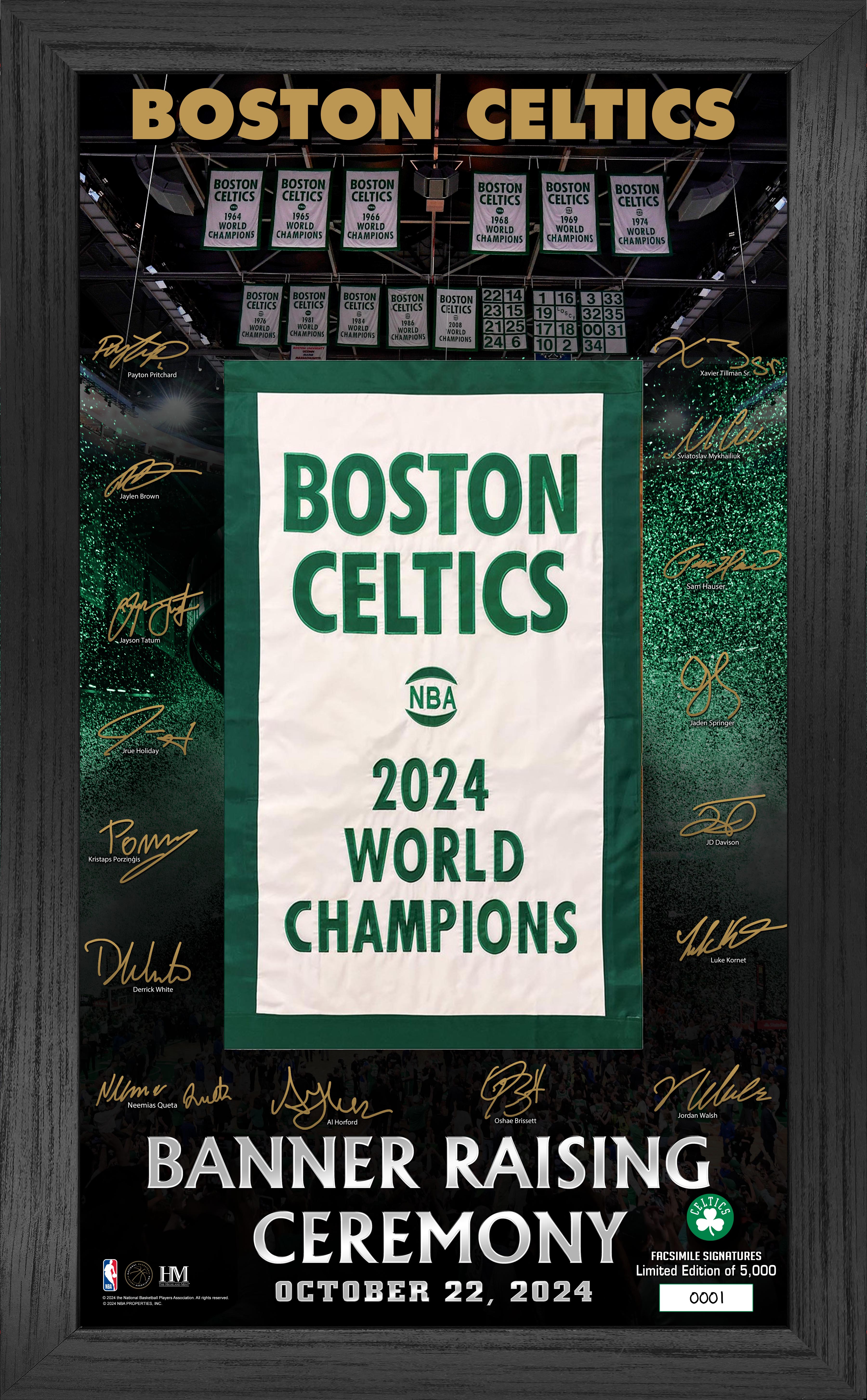 Boston Celtics 2024 NBA Championship Banner Raising Ceremony Signature Frame - Sports Collectibles, Sports Memorabilia, Sports Fan Shop, Sports Gifts