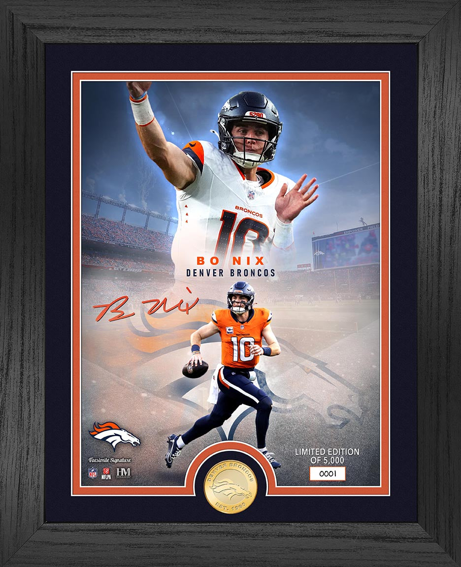 Bo Nix Broncos Legends Bronze Coin Photo Mint - Sports Collectibles, Sports Memorabilia, Sports Fan Shop, Sports Gifts