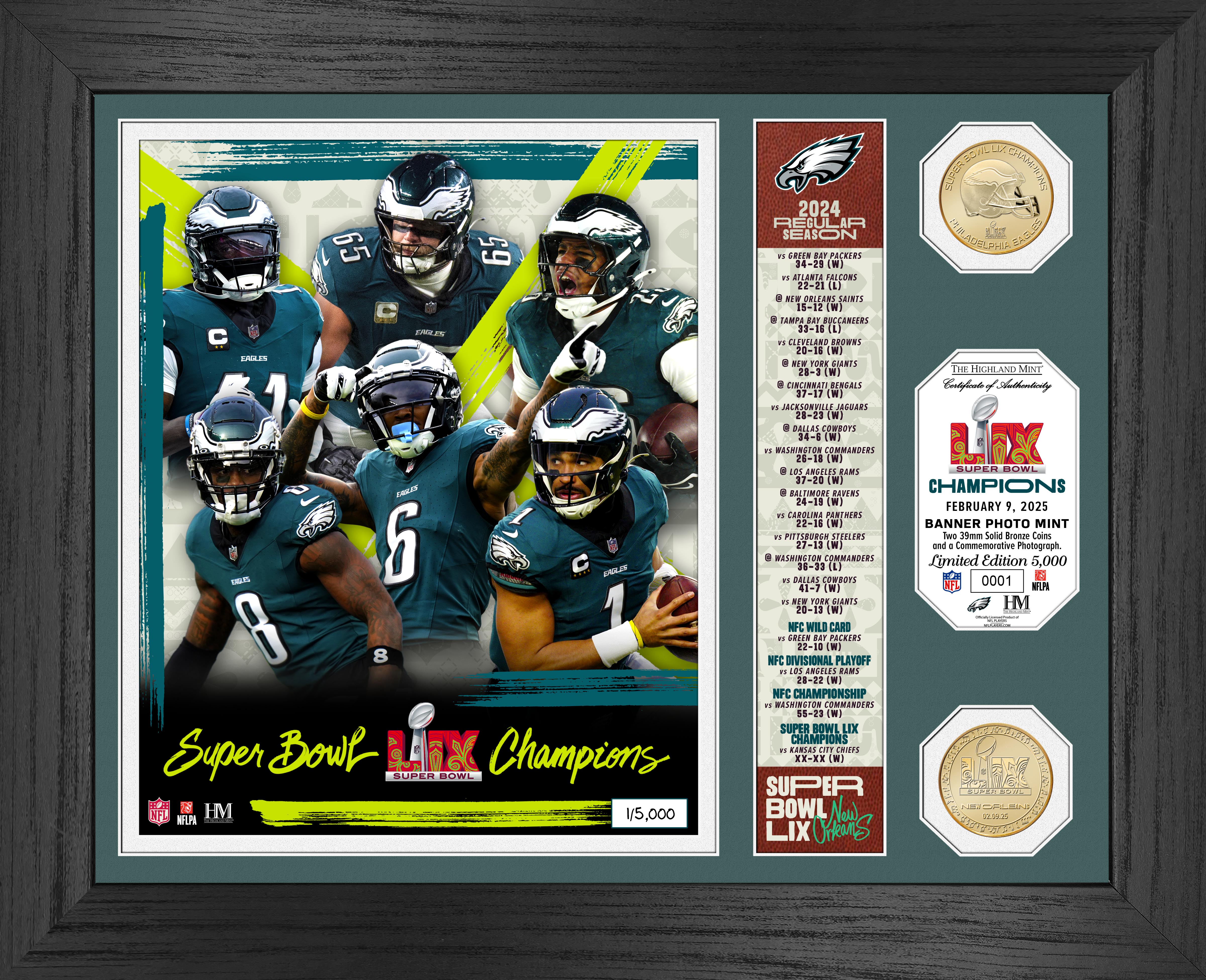 Philadelphia Eagles Super Bowl LIX Champions Bronze Coin Photo Mint