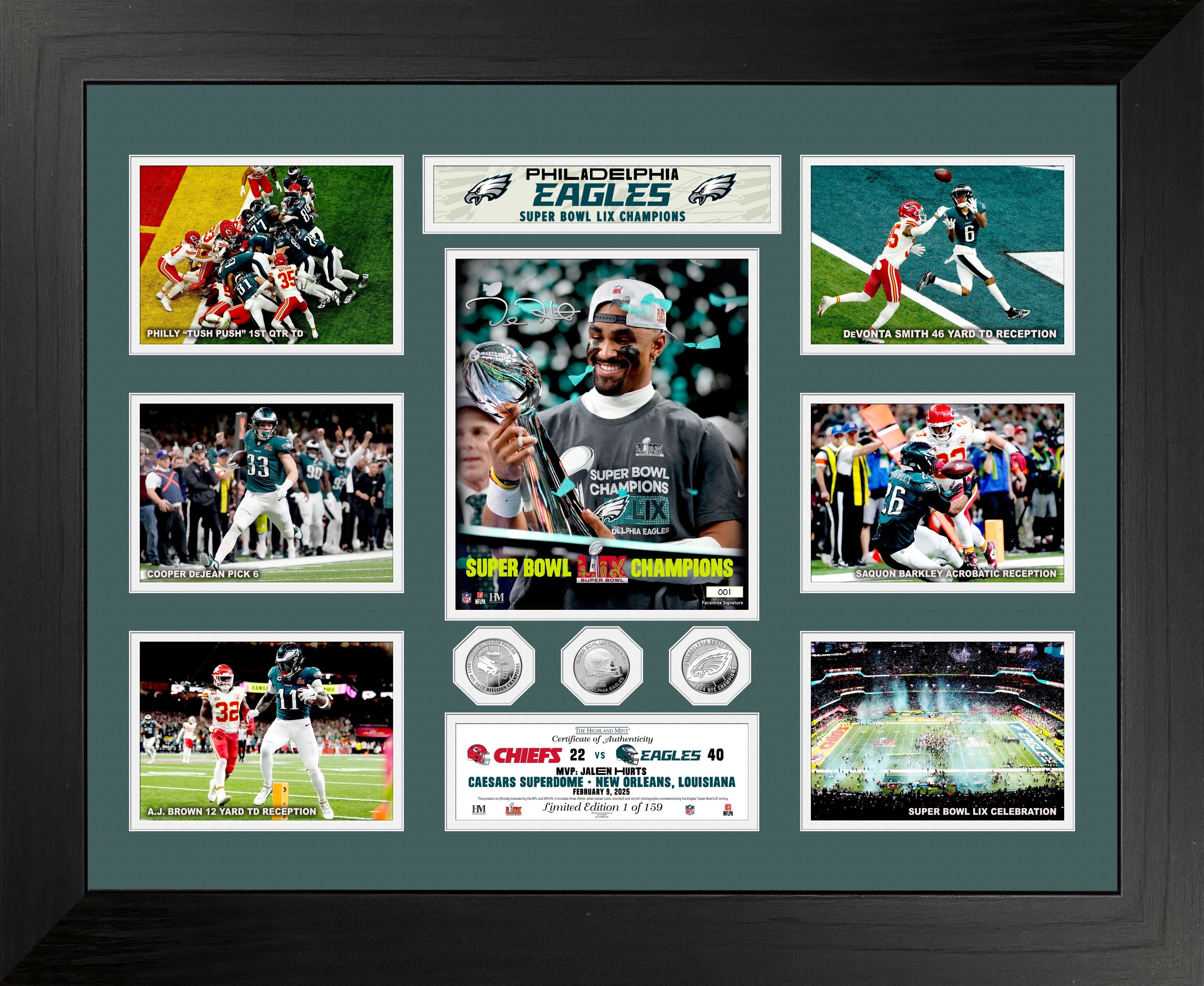 Philadelphia Eagles Super Bowl LIX Champions 3 Silver Coin Mega Photo Mint (Copy)