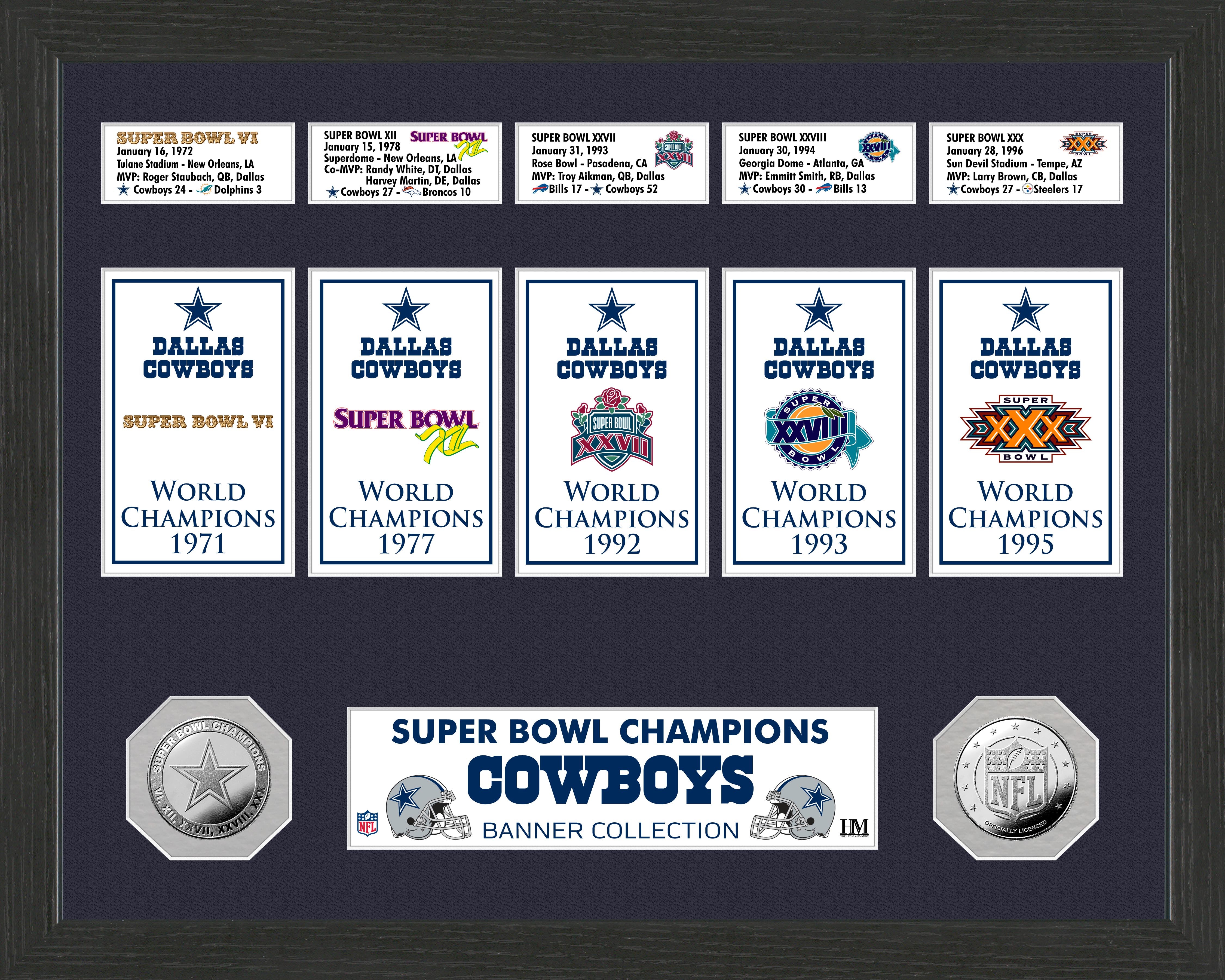 Dallas Cowboys Champions Banner Collection Photo Mint - Sports Collectibles, Sports Memorabilia, Sports Fan Shop, Sports Gifts