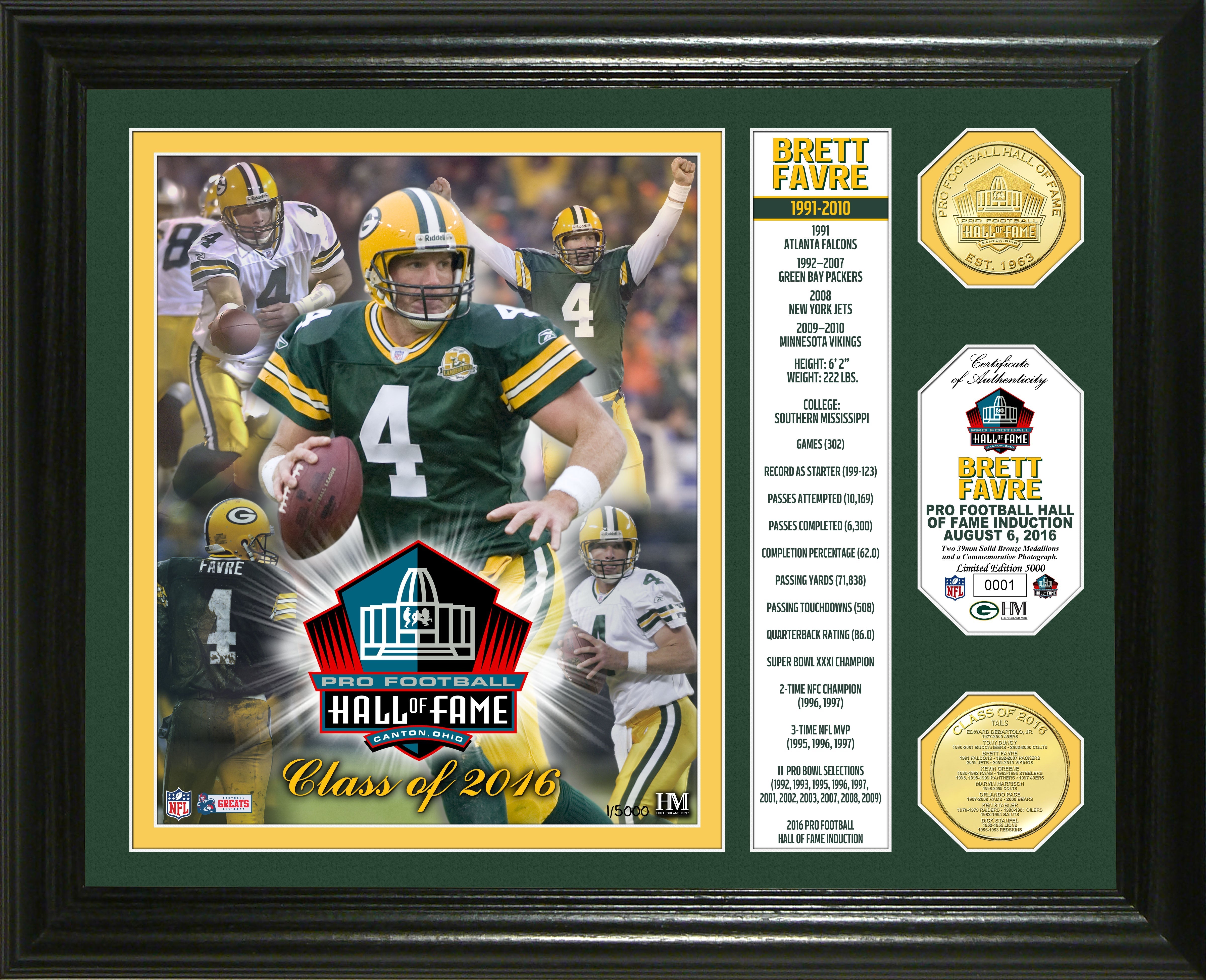 Brett Favre 2016 Pro Football HOF Induction "Banner" Bronze Coin Photo Mint - Sports Collectibles, Sports Memorabilia, Sports Fan Shop, Sports Gifts