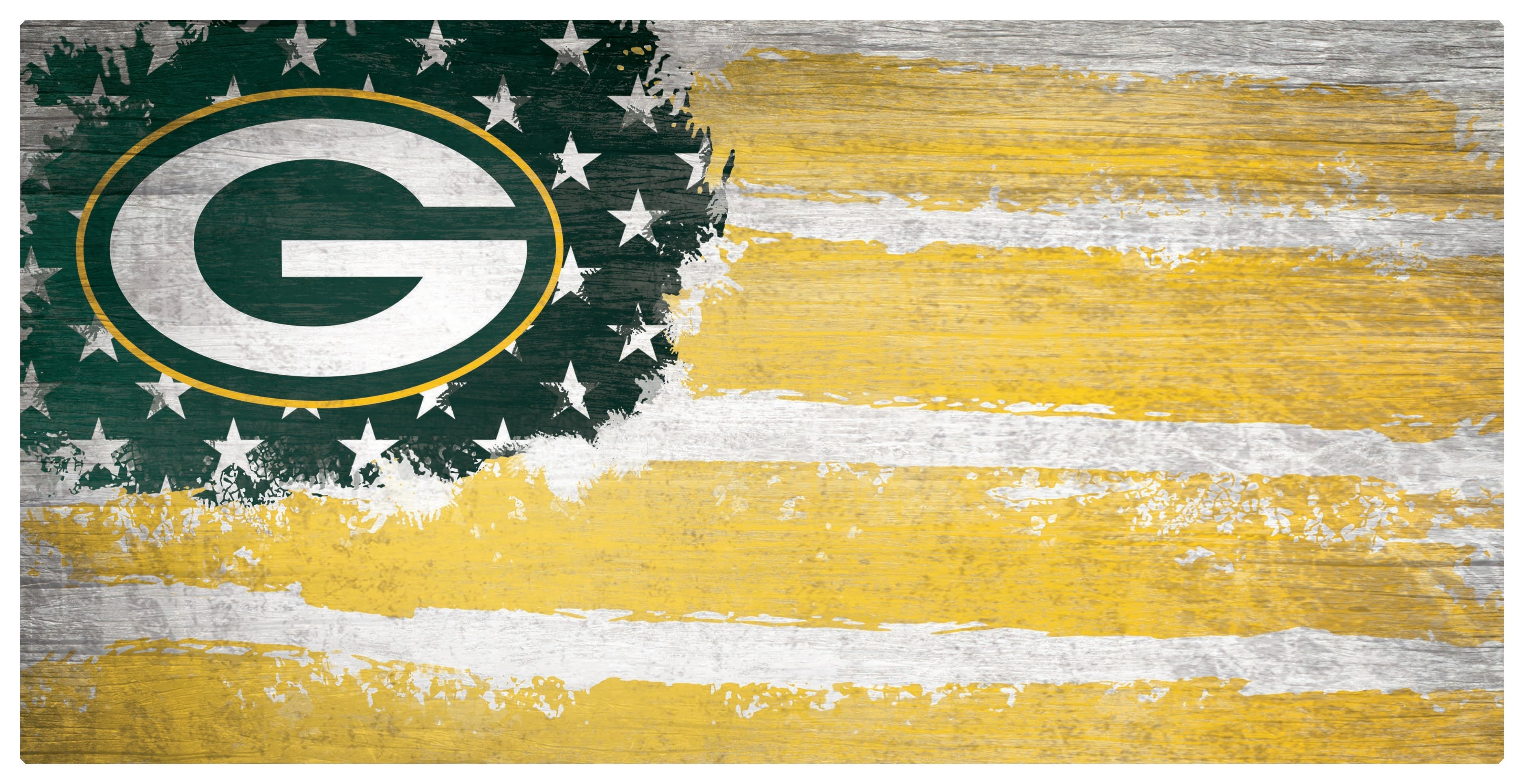 Green Bay Packers Team Flag Wooden Sign - Sports Collectibles, Sports Memorabilia, Sports Fan Shop, Sports Gifts
