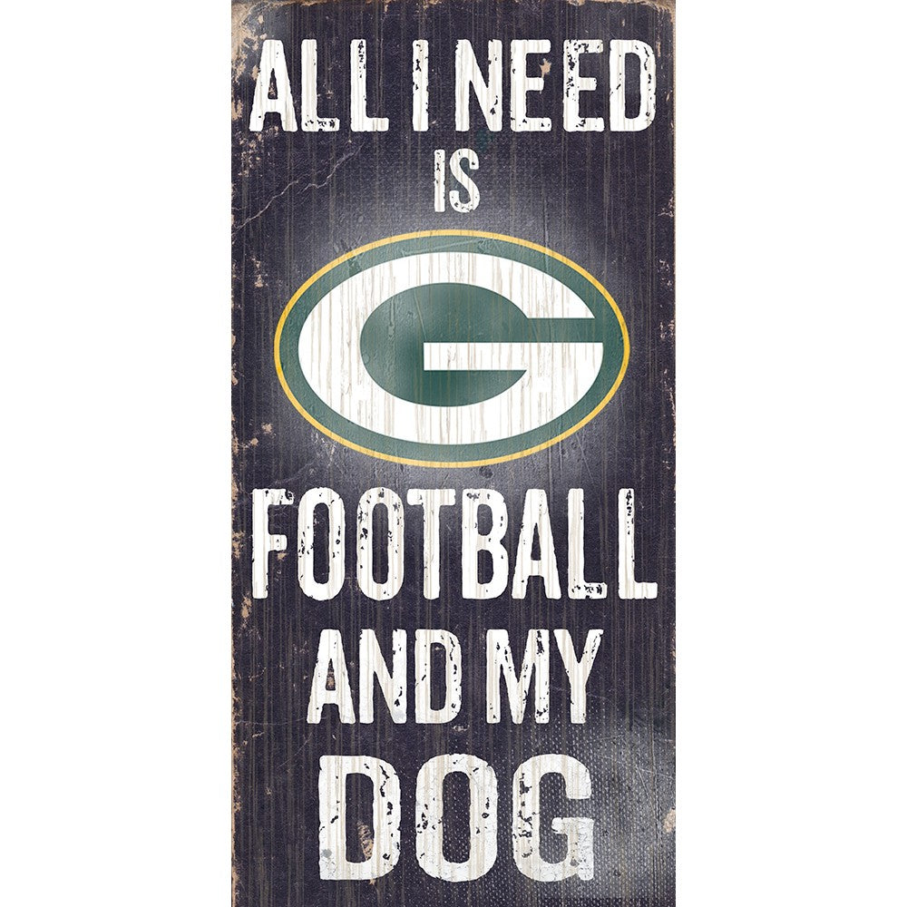 Green Bay Packers Football and My Dog Wooden Sign - Sports Collectibles, Sports Memorabilia, Sports Fan Shop, Sports Gifts