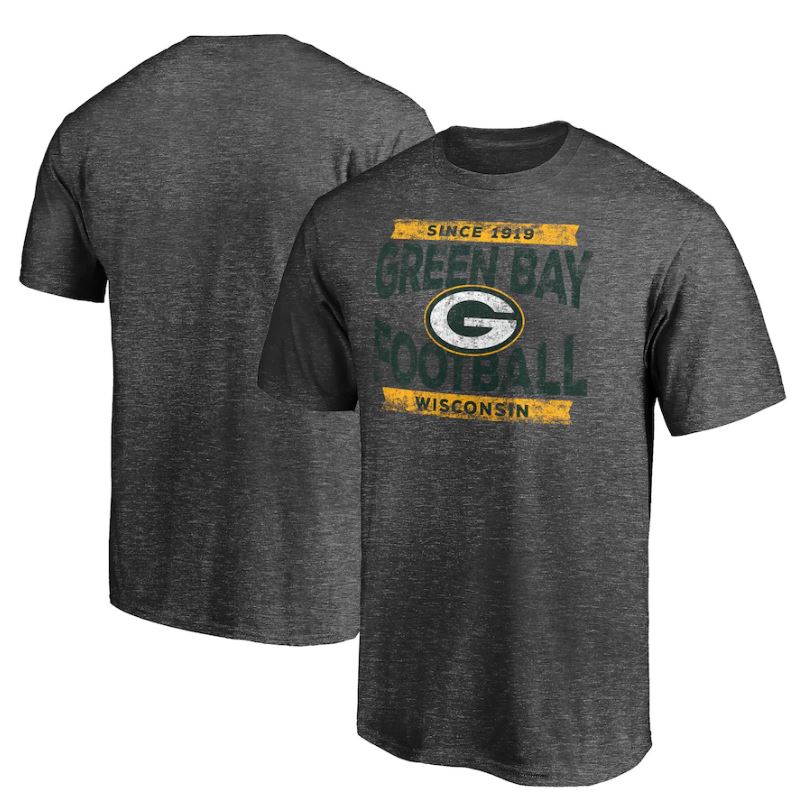 Green Bay Packers Heroic Play T-Shirt - Heathered Charcoal - Sports Collectibles, Sports Memorabilia, Sports Fan Shop, Sports Gifts
