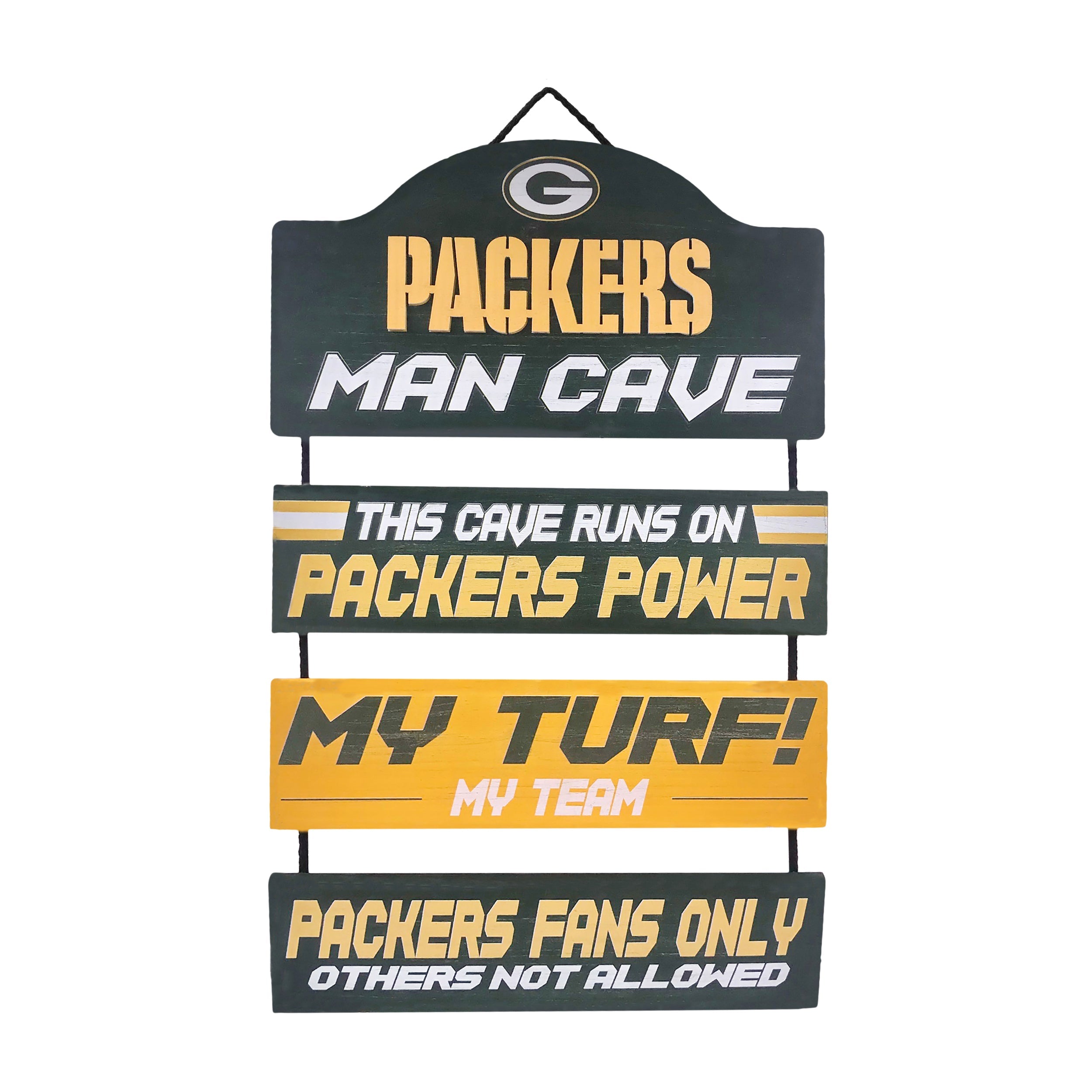Green Bay Packers Wooden Man Cave Dangle Sign - Sports Collectibles, Sports Memorabilia, Sports Fan Shop, Sports Gifts