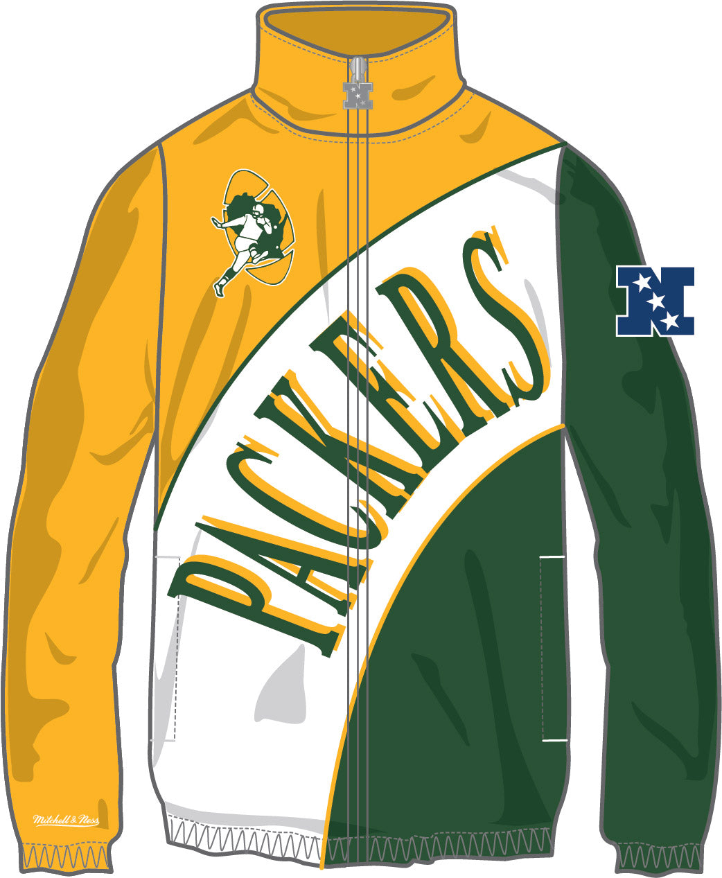 Green Bay Packers Mitchell & Ness Arched Retro Lined Windbreaker - Sports Collectibles, Sports Memorabilia, Sports Fan Shop, Sports Gifts