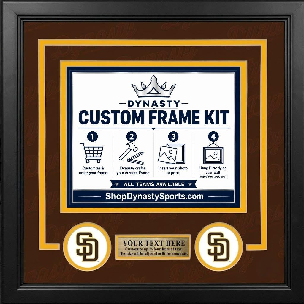 MLB Baseball Photo Picture Frame Kit - San Diego Padres (Navy Matting, Gold Trim)